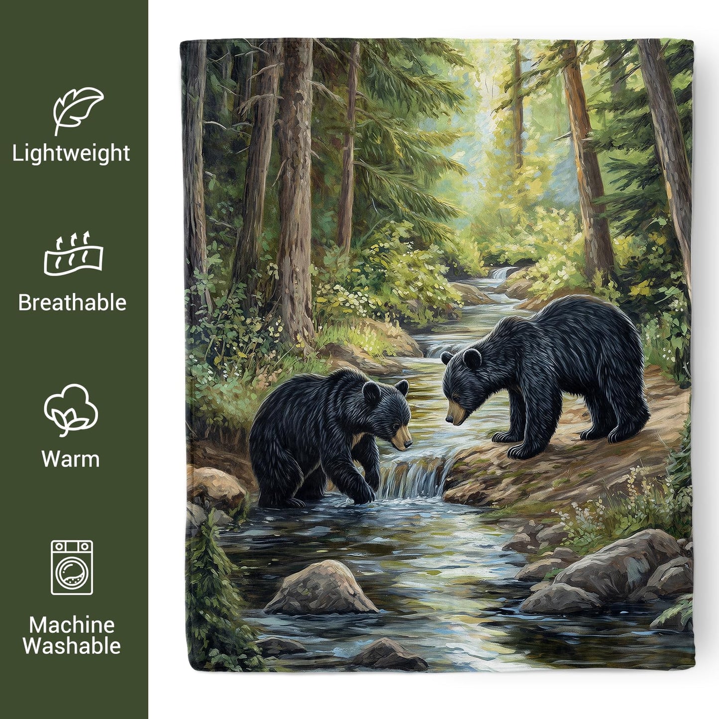 Black Bear Blanket, Bear Gifts for Kids, Soft Blanket for Boys Girls Room Decor, Cozy Throw Blankets Christmas Birthday Gifts for Toddlers Teens Couch Bed 60" X 50"