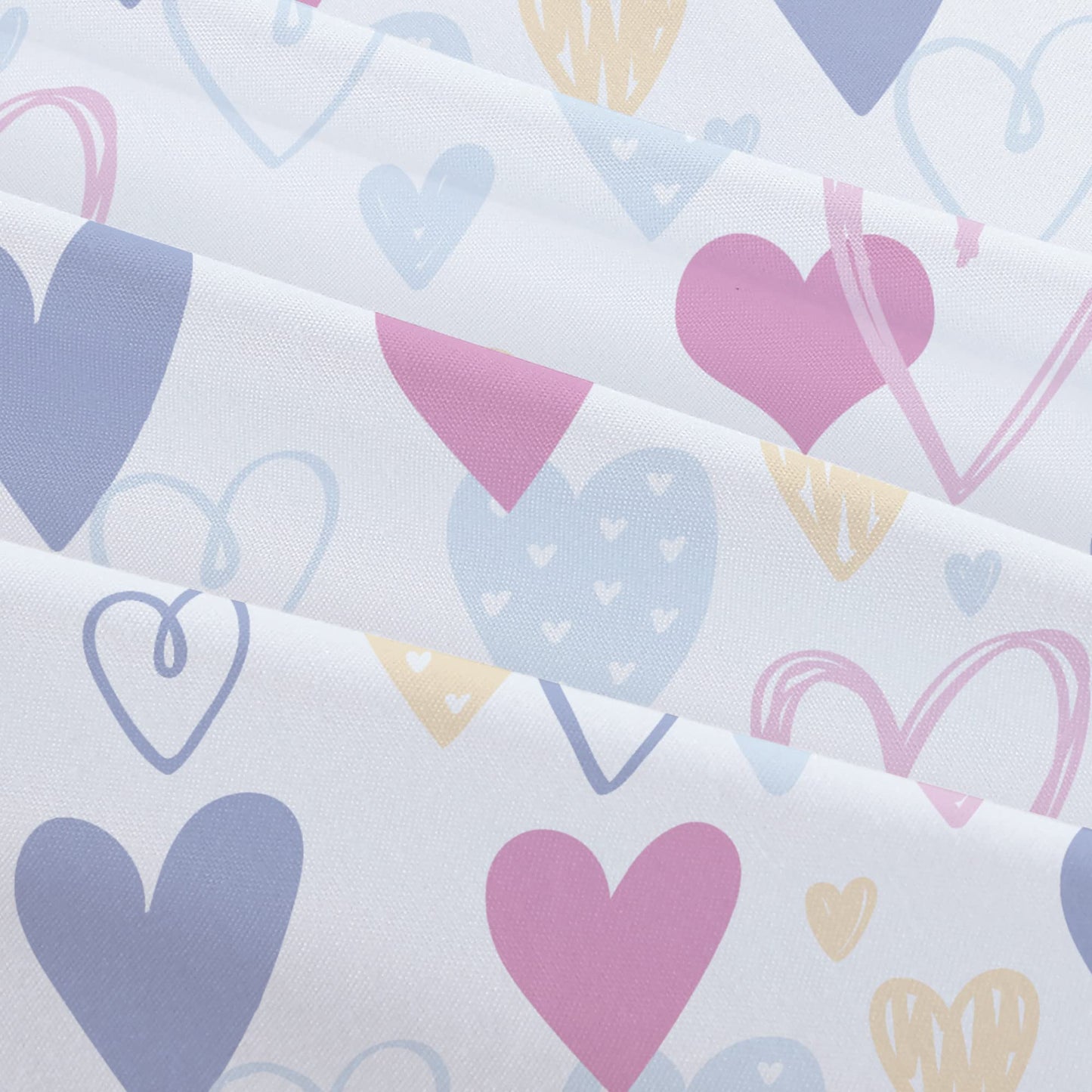 Softan Kids Bed Sheet Set, 4-Piece Full Size Sheets, Microfiber Fitted Sheet with 15 Inches Deep Pocket and Corner Straps, Breathable & Silky Soft Love Heart Pattern Sheet and Pillowcase Sets