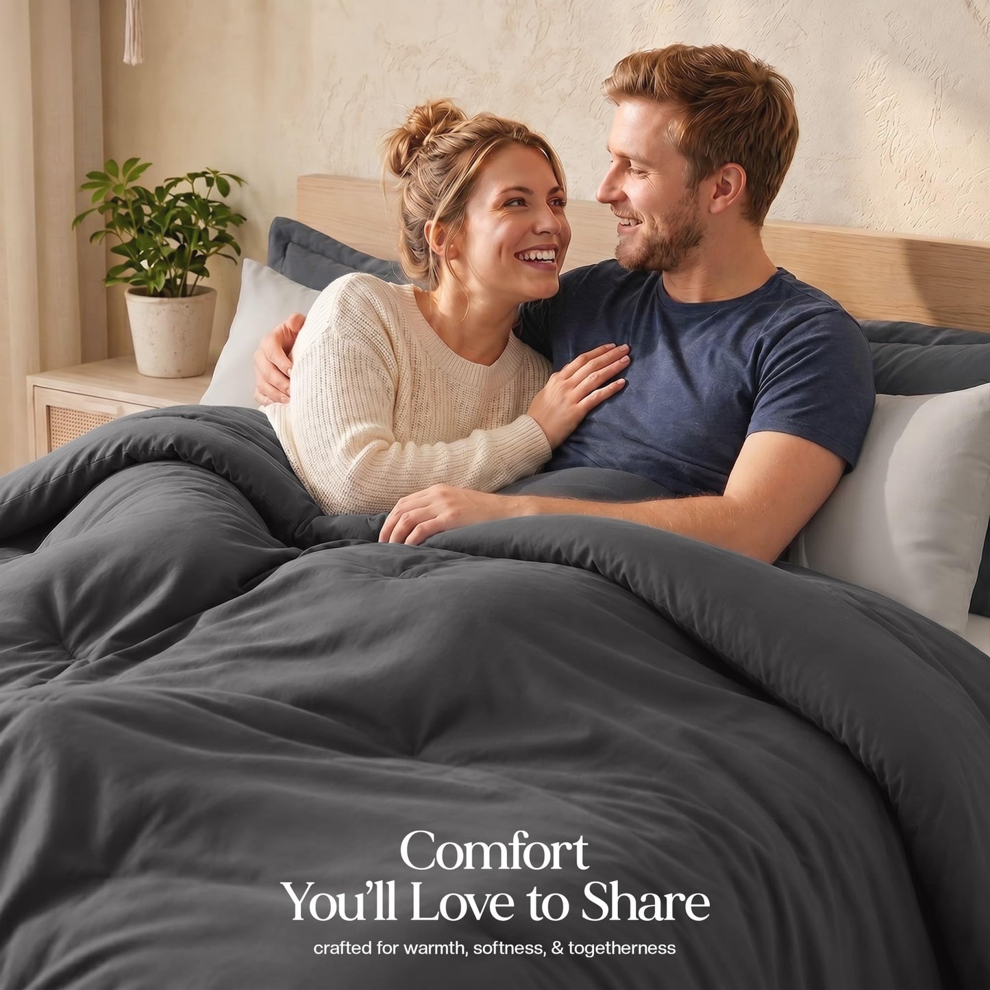 Queen Comforter Set 3 Piece Grey by Utopia Bedding, Comforters Queen Size, Bedding Comforters Sets, Down Alternative Soft Bed Set, 1 Comforter (88 x 88 inches) 2 Pillow Shams (20 x 26 inches)
