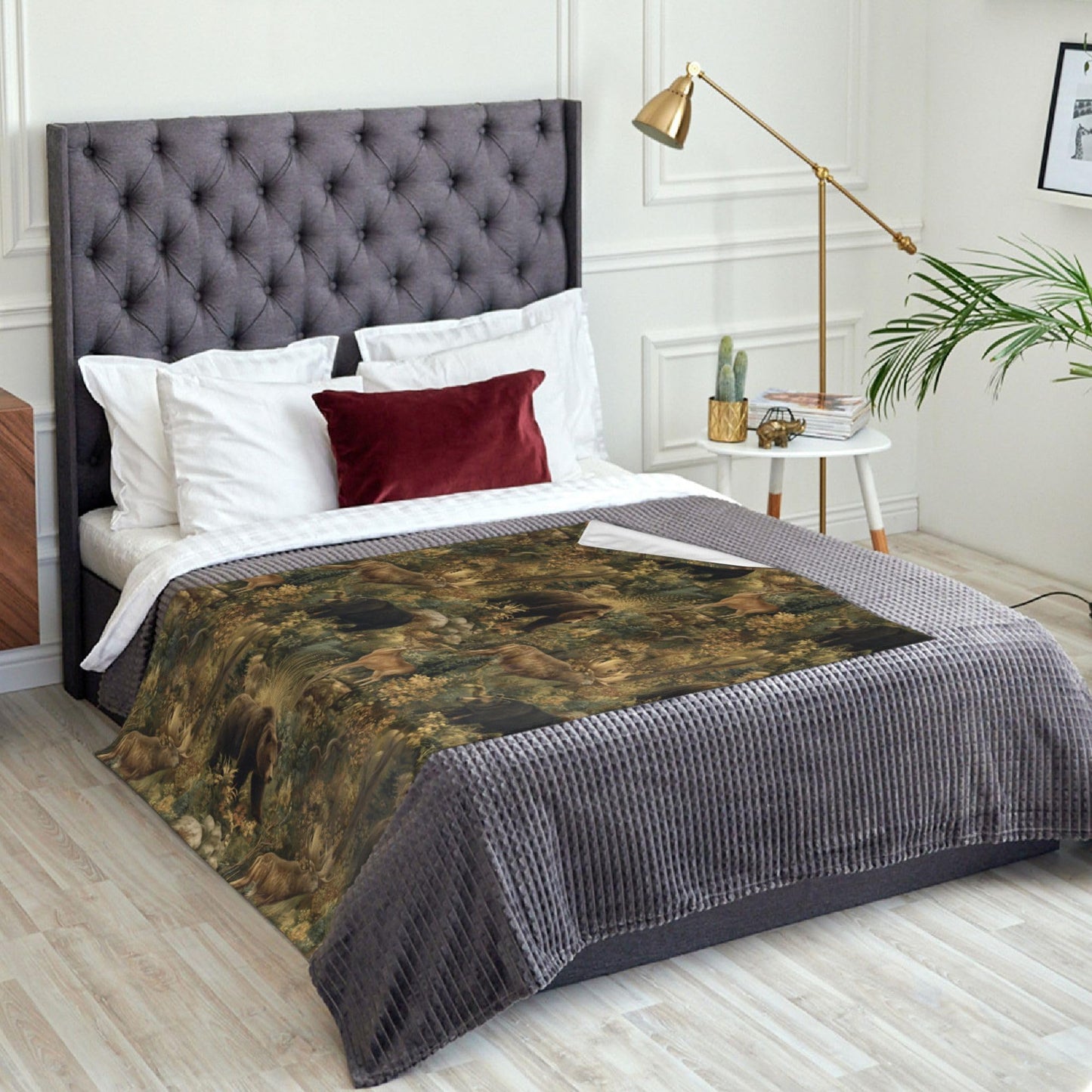 Forest Animals Deer Flannel Throw Blanket Soft Cozy Blanket for Living Room Couch Sofa Bed 50 x 60 Inches
