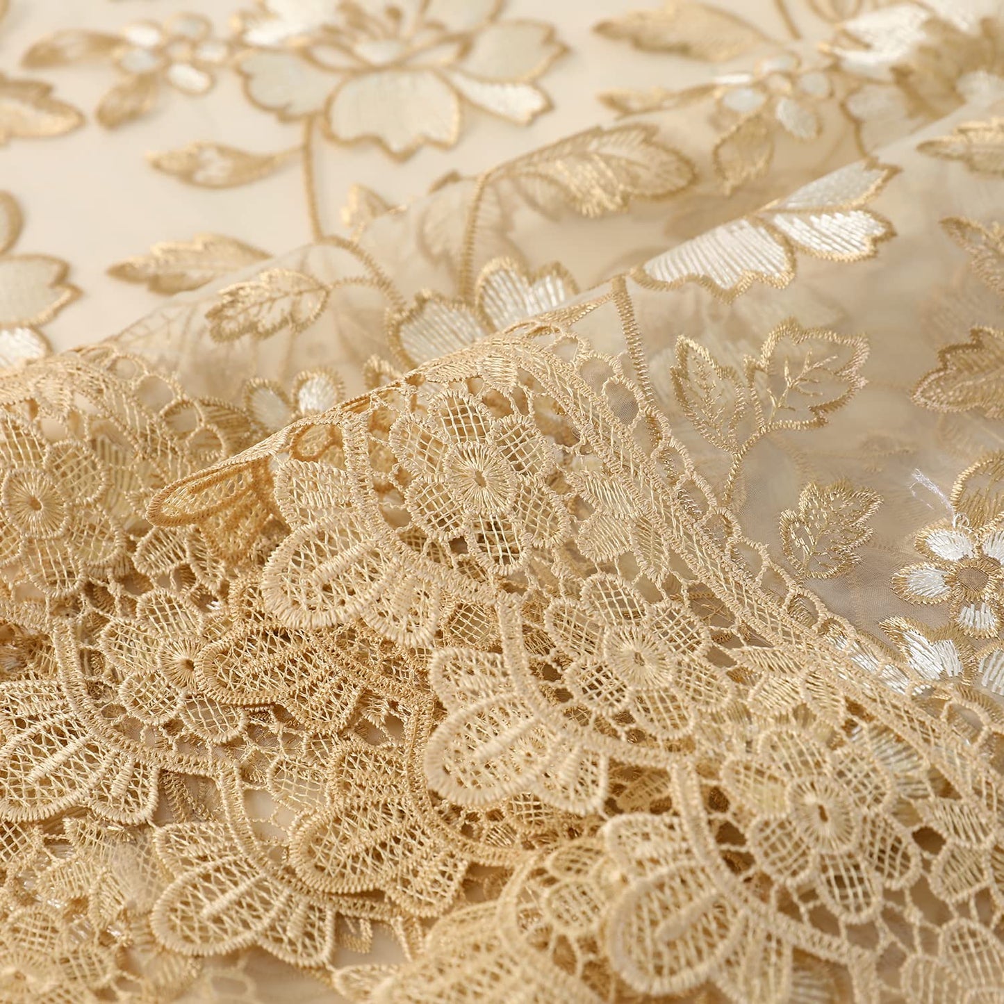 ZHUIDUSI 90 Round Tablecloth Lace Table Cloth Circle Macrame Vintage Shabby Chic Embroidered Gold Brown Table Cover for Kitchen Dining-Room Summer Holiday Outdoor Picnic, R10971