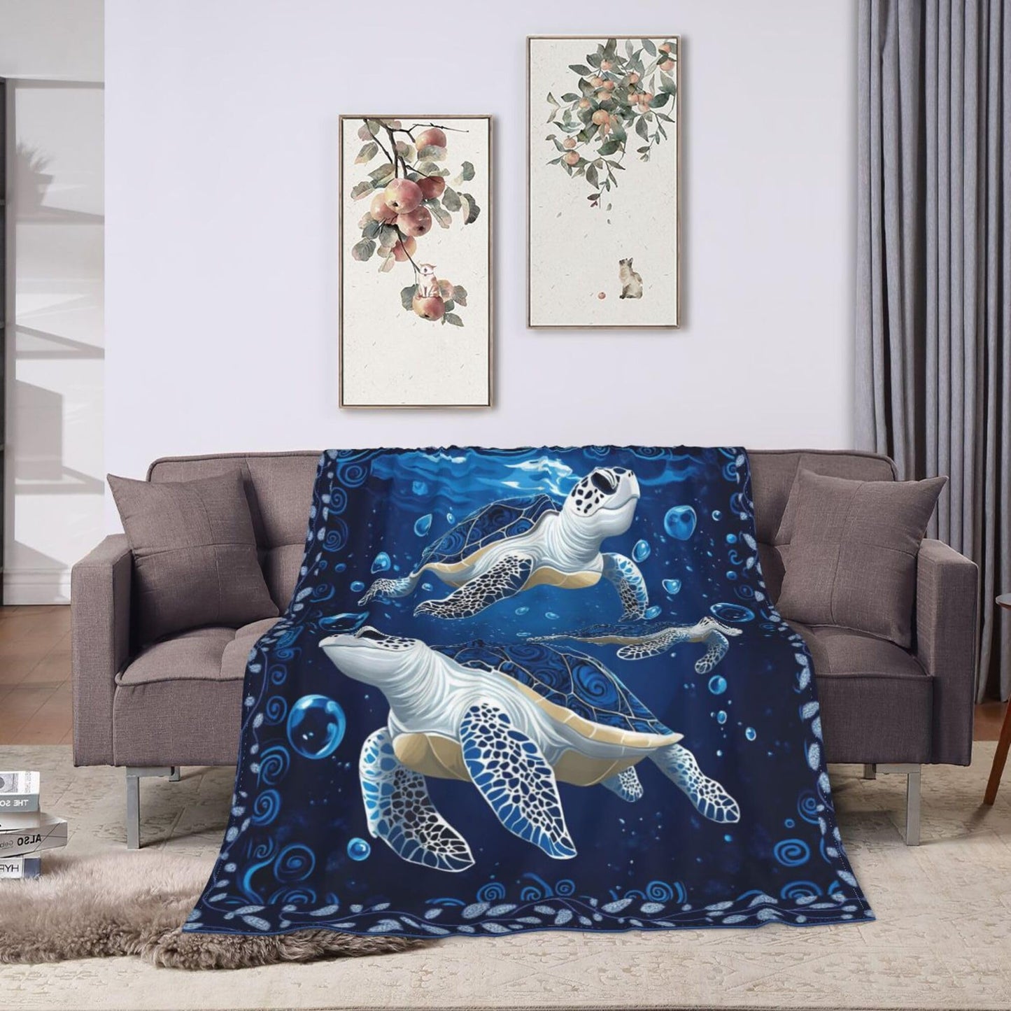 Sea Turtle Blanket Sea Turtle Fleece Throw Blanket Super Soft Fuzzy Plush Cozy Warm Stuffed Bedding Stuffed Blankets Gift for Boys Girls Men Women Kids & Adult 50"X40"