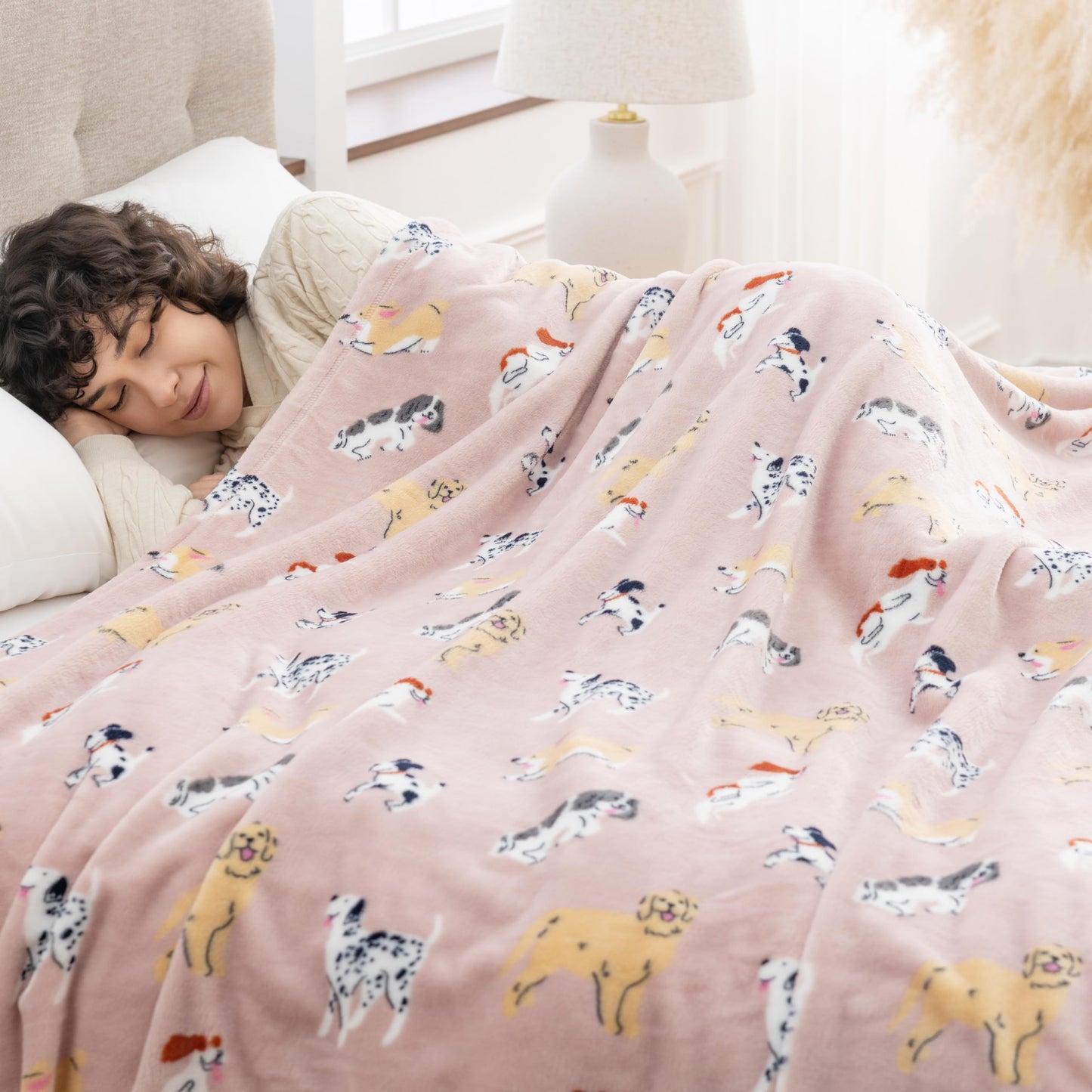 Sushing Cartoon Fleece Blanket, Cute Animal Characters Plush Home Decor, Soft Lightweight Gift for Adults Kids, Machine Washable, 90in x 90in, Pups
