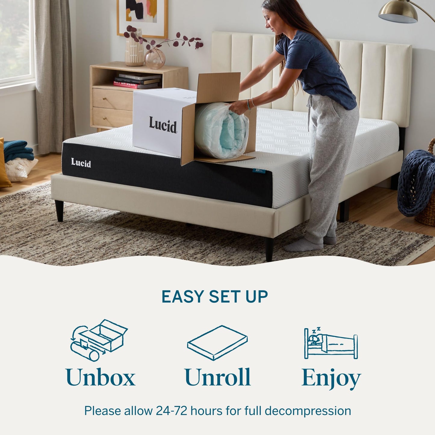 Lucid 4 Inch Memory Foam Mattress Topper, King Size – Cooling Gel Bed Topper – Preassure-Relieving Ultra Plush Feel – Ventilated Breathable Design – CertiPur Certified - Dorm Room Essentials