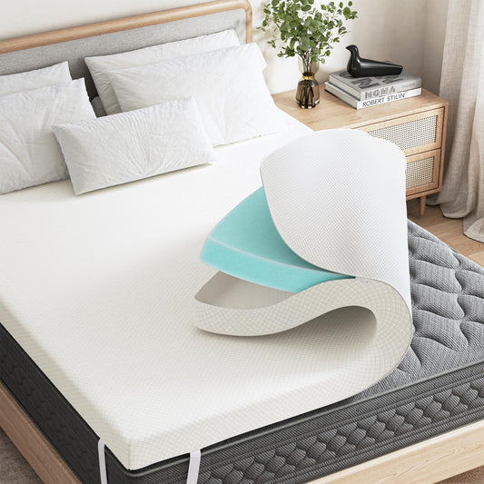 Sweetcrispy Memory Foam Mattress Topper Queen with Removable Soft Cover, 2 Inch Thick Gel Infused Cooling Toppers Pad for Queen Size Bed, Sleeper Sofa, RV, Camper, CertiPUR US Certified, Ventilated