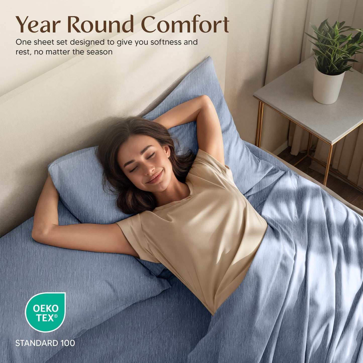 Utopia Bedding Queen Size Sheet Set – 4 Piece Bed Sheets, Soft and Breathable Microfiber, Includes 1 Fitted Sheet, 1 Flat Sheet and 2 Pillowcases – Oeko Tex (Heather Navy)