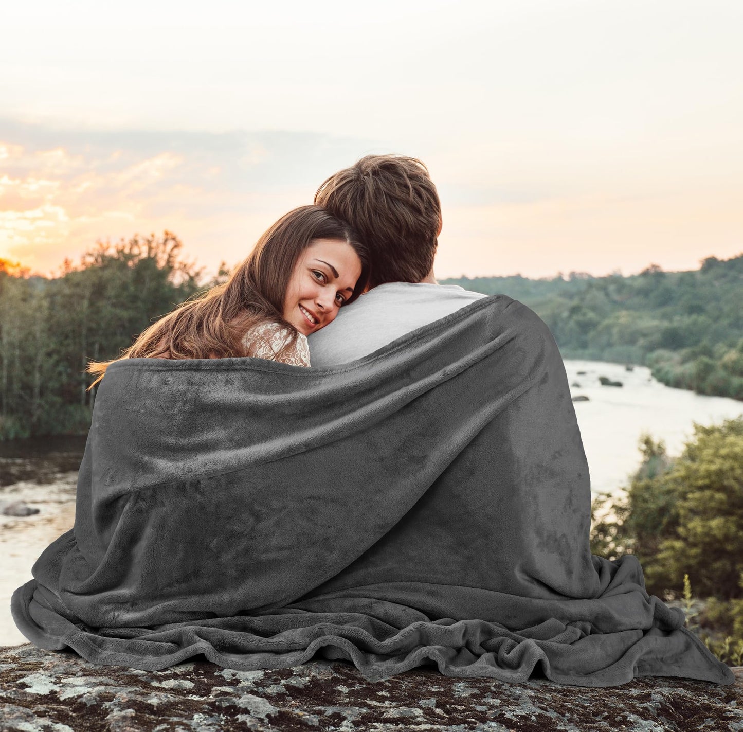 Utopia Bedding Fleece Blanket Queen Size Grey (90x90 Inches) Ultra Soft Warm Lightweight Microfiber Breathable Anti-Static Cozy Bed Blanket for Fathers Day, All-Season Home Decor Gift for Husband, Men