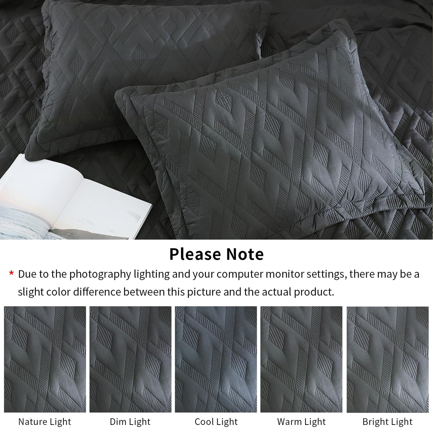 BOV Gray Quilt Twin 68x86 – Lightweight Summer Bedspread, Modern Cooling Blanket, Neutral Bedding Coverlet, Soft Comforter