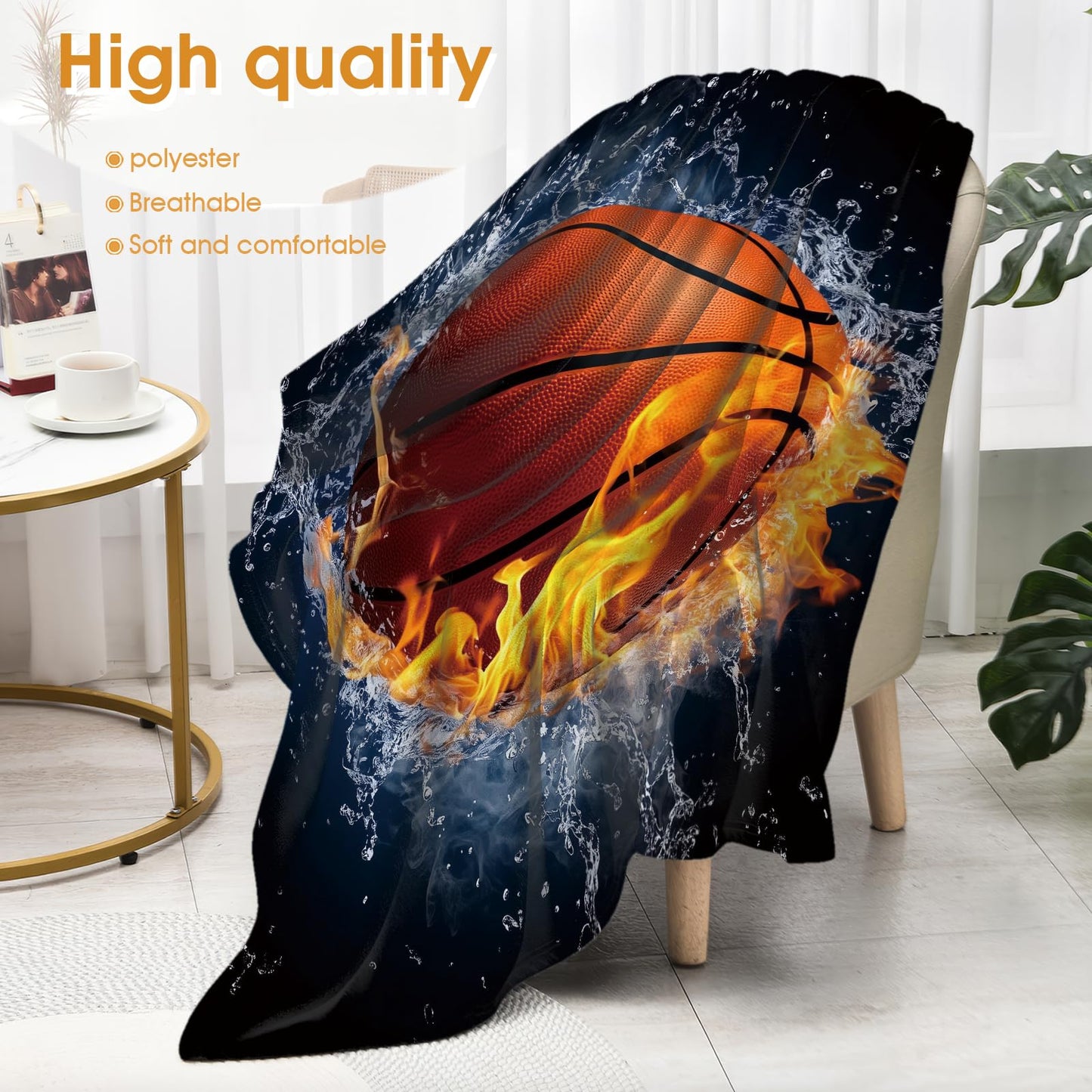 Hohoto Basketball Blanket Sports Gifts for Men Women Kids Teen Boys Girls Birthday Christmas Halloween Easter Son Boyfriend Students Team Player Teammates Throw Blanket 50"x60"