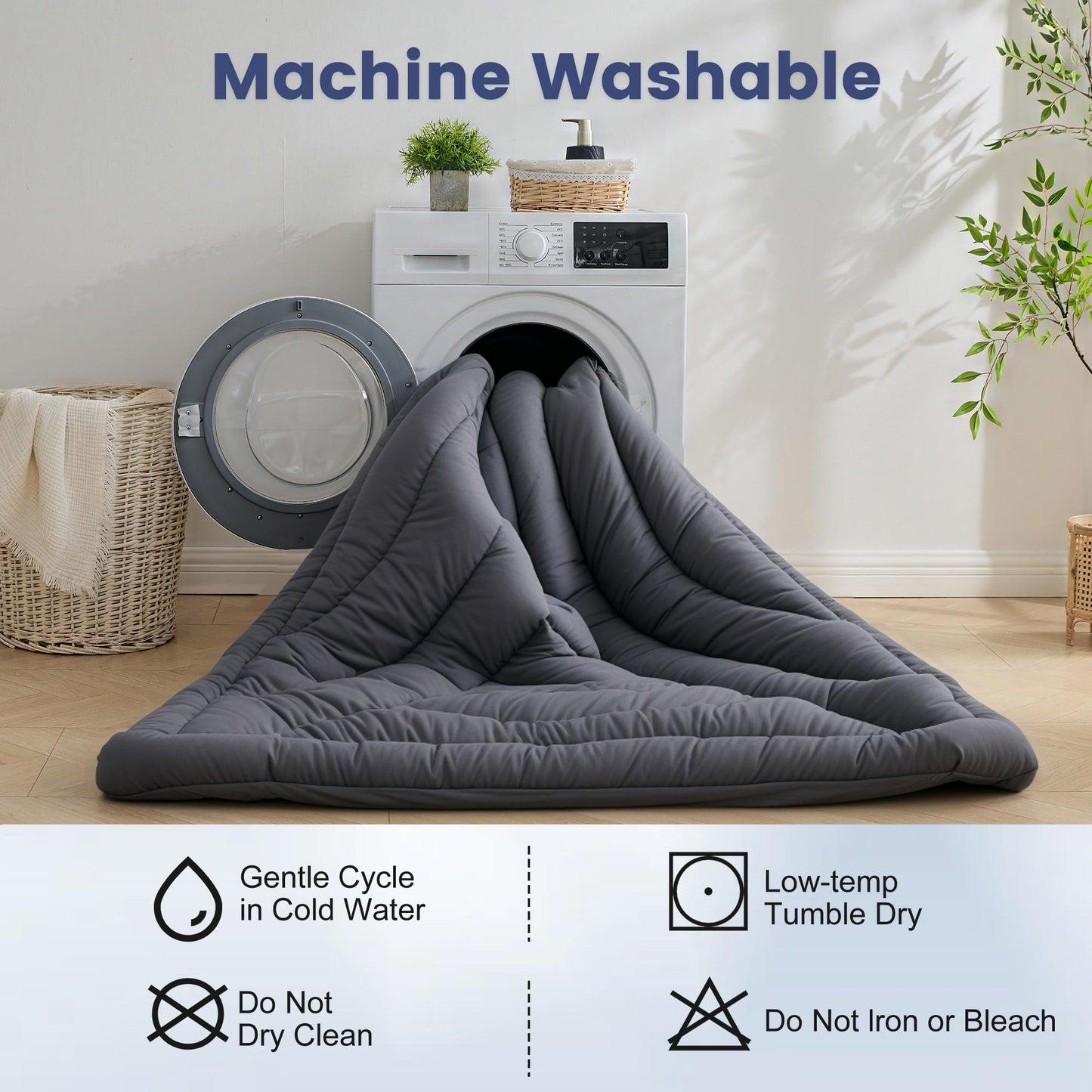 Waterproof Queen Mattress Pad, Noiseless Mattress Protector with 8"-21" Deep Pocket, Quilted Fitted Soft Mattress Topper Cover for Accidents, Machine Washable, Grey, 60x80