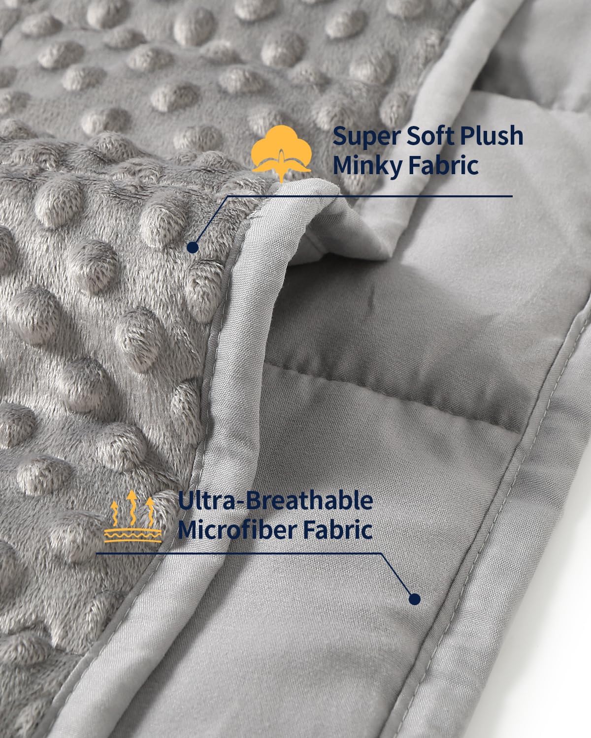 Mr. Sandman Weighted Blanket for Adults Queen Size 18 lbs, Soft Cooling Heavy Minky Blanket for Sleep, Washable Throw Blanket with Glass Beads, 60 x 80 Inches, Grey