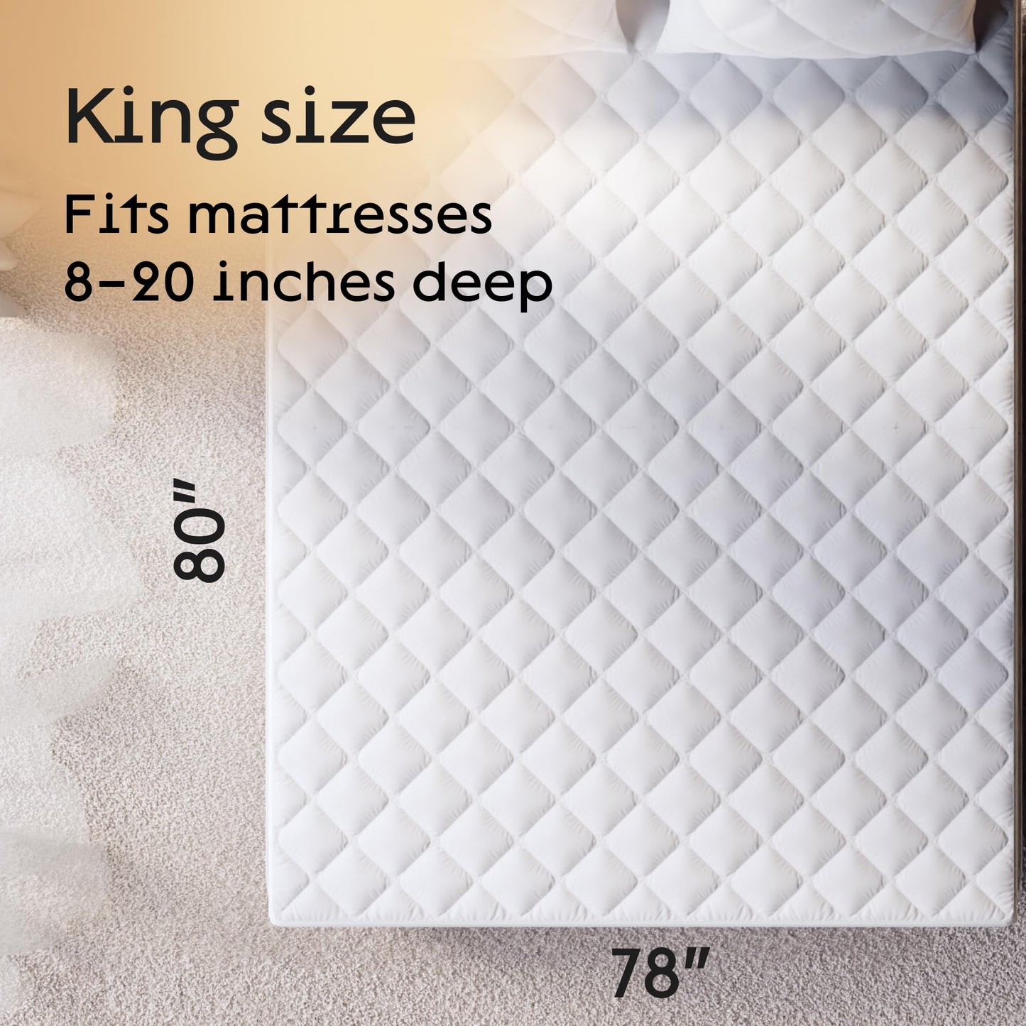 100% Waterproof Cotton King Mattress Protector - 360 Pad Protection Against Spills, Stains & Accidents for Parents & Pet Owners - Noiseless & Cooling Quilted Top