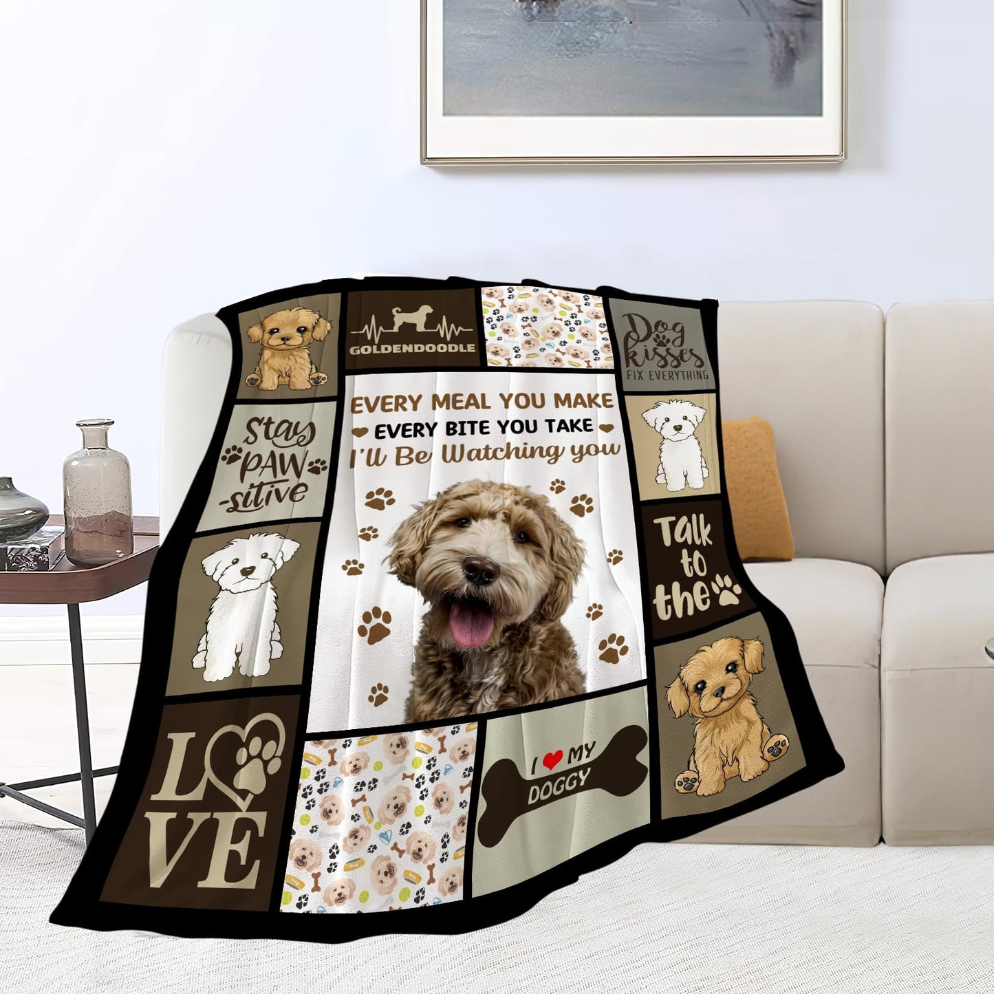 Goldendoodle Gifts Dog Throw Blanket Soft Fleece Flannel Bedding Golden Doodle Gifts for Owner Women Girls Lovers Adults Boys Girls Stuff Plush for Couch Sofa Bed Room Decor 40"X50"