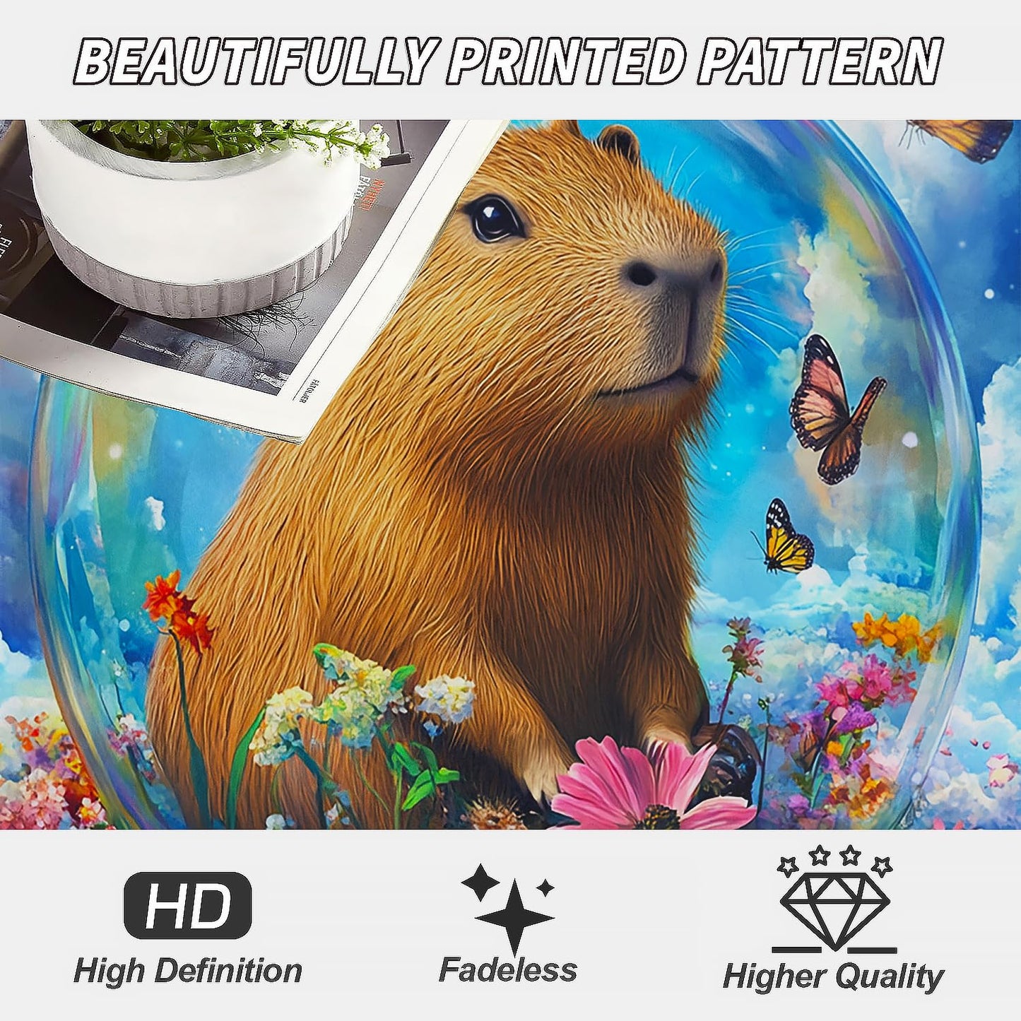 YISUMEI Capybara Gifts Throw Blanket, 50"x60", Capybara Butterfly Bubbles Cozy Blanket for Women, Kids and Teens, Ultra Soft Plush Fleece Flannel Blanket for Couch & Bed, Room Decor