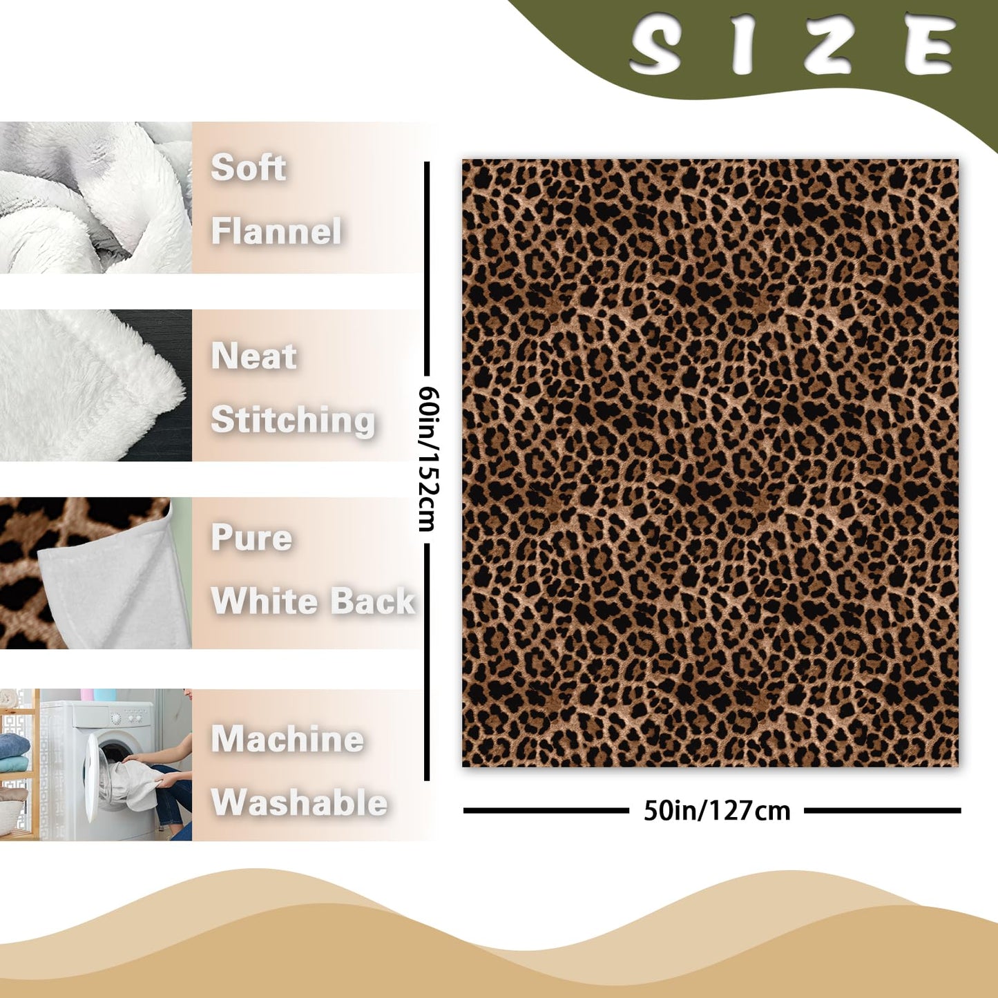 Zzkol Leopard Print Flannel Throw Blanket, Classic Cheetah Print Throw for All Season Decor, Birthday Gifts for Adults Men Women, Soft Blankets for Bedding Sofa 50" x 60"