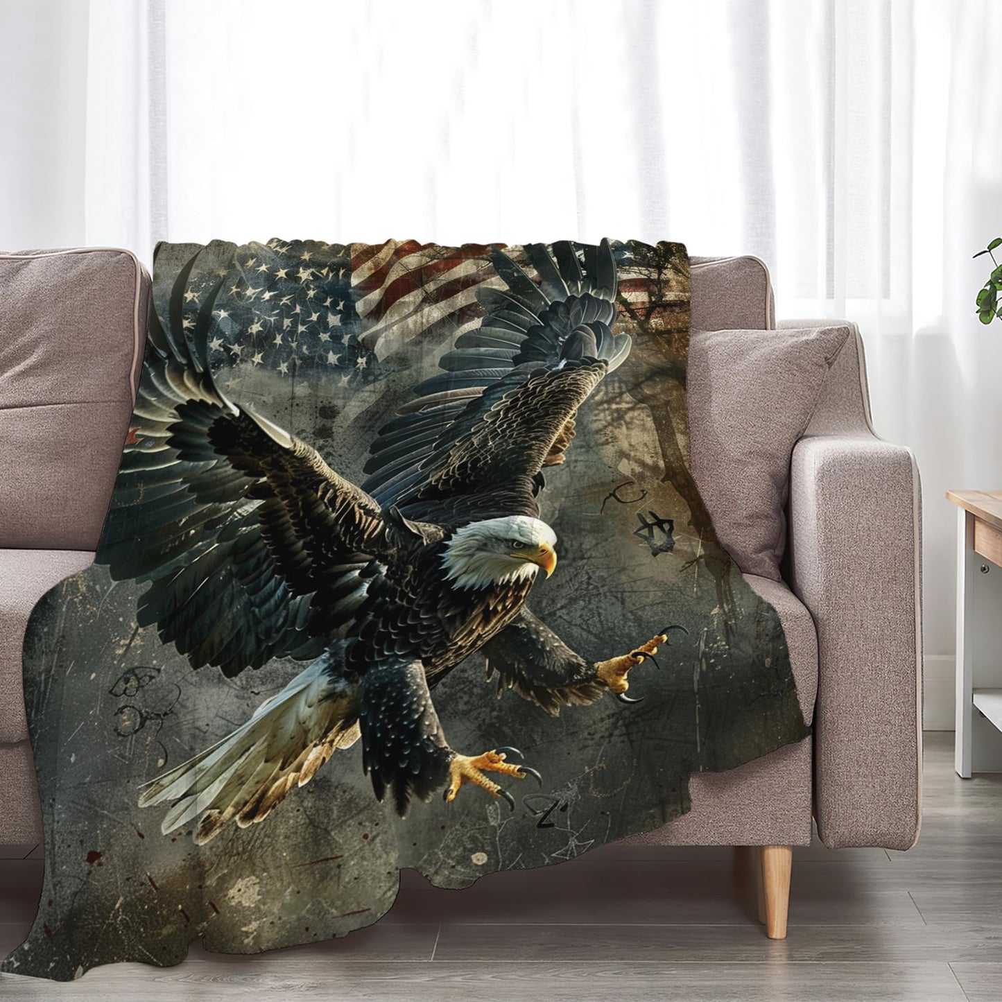 Tijuboni American Eagle Throw Blanket Eagle Gifts for Women Men Girls Boys Kids Adults Soft Flannel Fleece Blanket for Couch Sofa Bed Home Decor 40"x50"