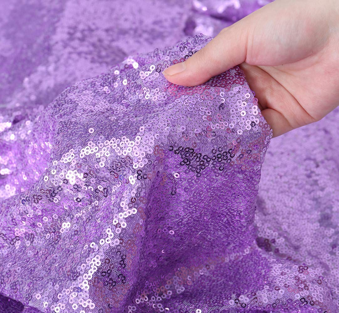 SquarePie Sequin Tablecloth 50 x 72 Inch Lavender Sparkly Table Linen for Wedding Party