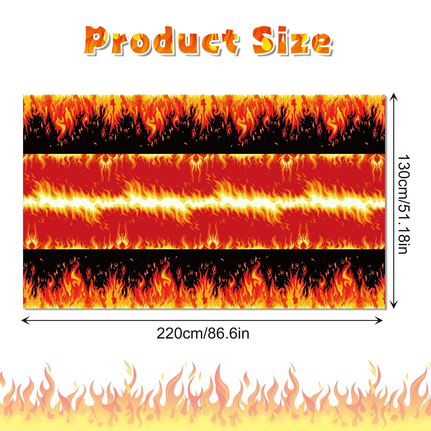 CC HOME 1Pc Fire Party Plastic Tablecloth 54 x 87 Inch Long Table Cover, Flame Party Tablecover for Fire Fighting Theme Kids Baby Shower Birthday Dinner Picnic Kitchen Event