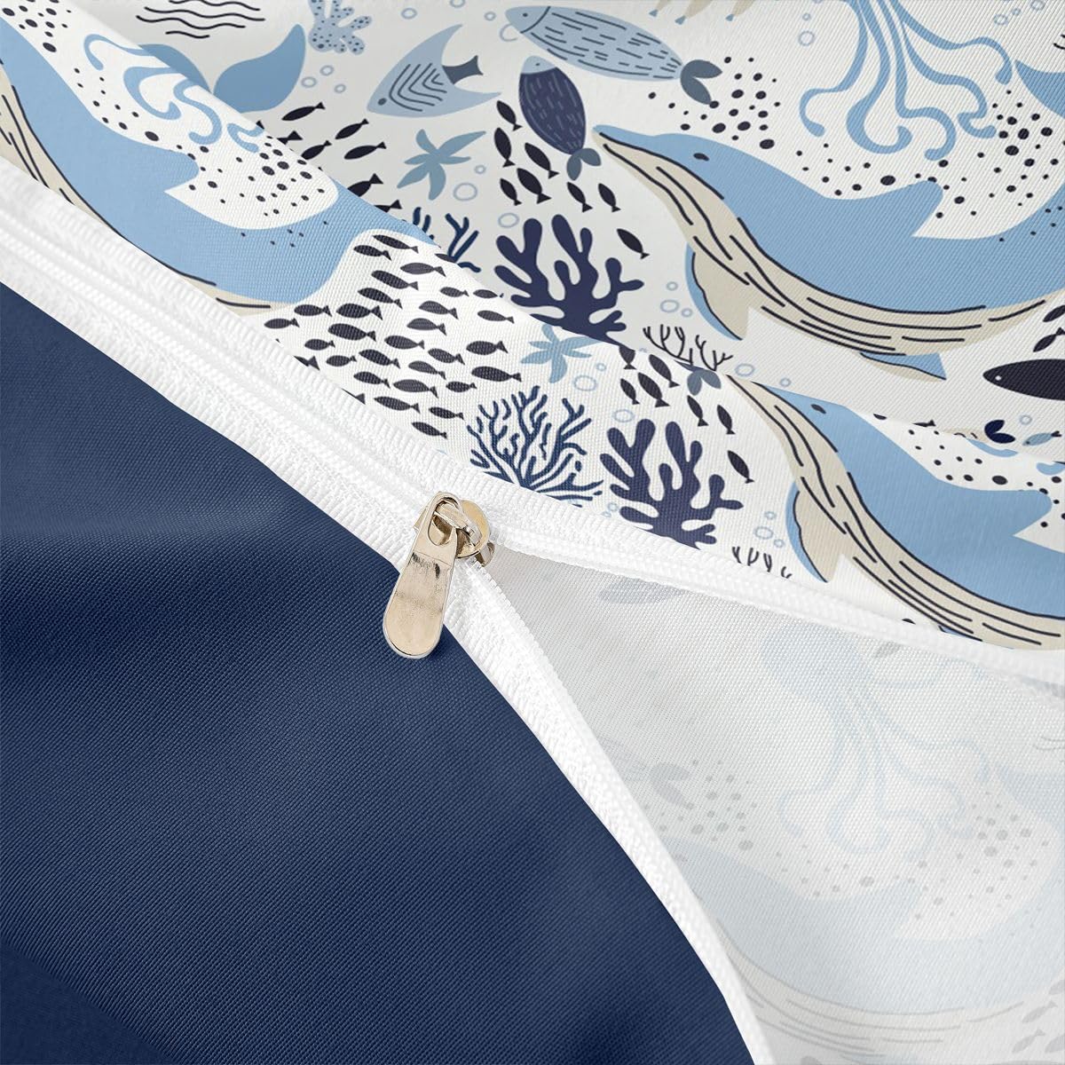 Erosebridal Turtle Bedding Sets King White Blue Whale Decor Teen Duvet Cover Set,Octopus Pattern Ocean Theme Comforter Cover Set Underwater Children Comforter Cover for Adult Kids Girls Boys
