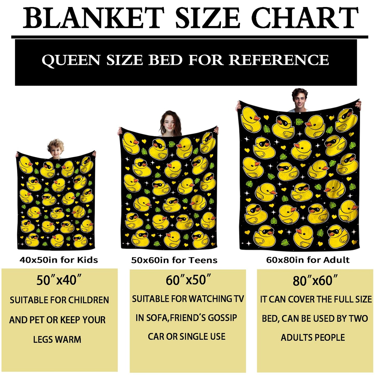 Cute Duck Blanket Gifts for Duck Lover Girls Women Kids Adults Toddlers Soft Flannel Ducks Stuff Throw Blanket for Bed Bedding Sofa Couch Bedroom 50"X40"