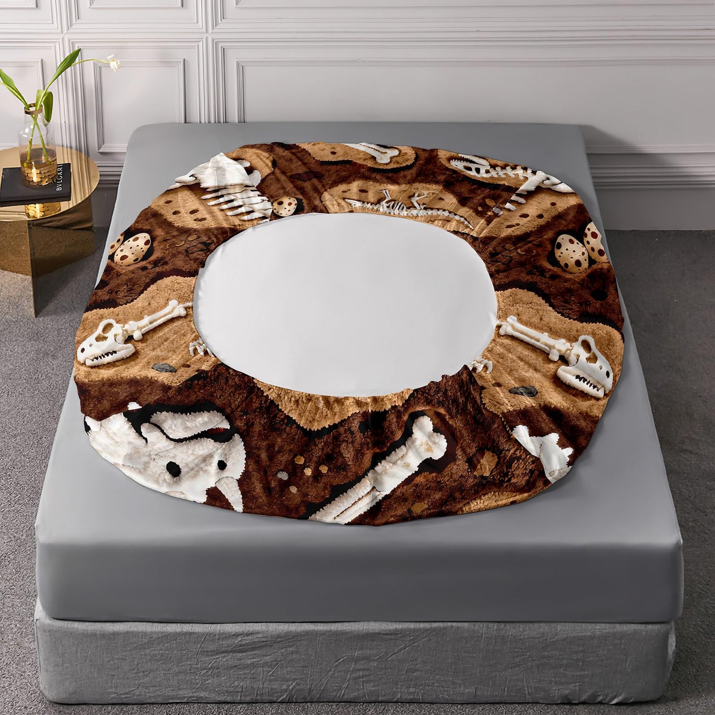 AILONEN Dinosaur Skeleton Print Twin XL Fitted Sheet Set for Kids - Boys Microfiber Sheets Set with Fossil and Bone Design for Dinosaur Lovers,2 Pillowcases