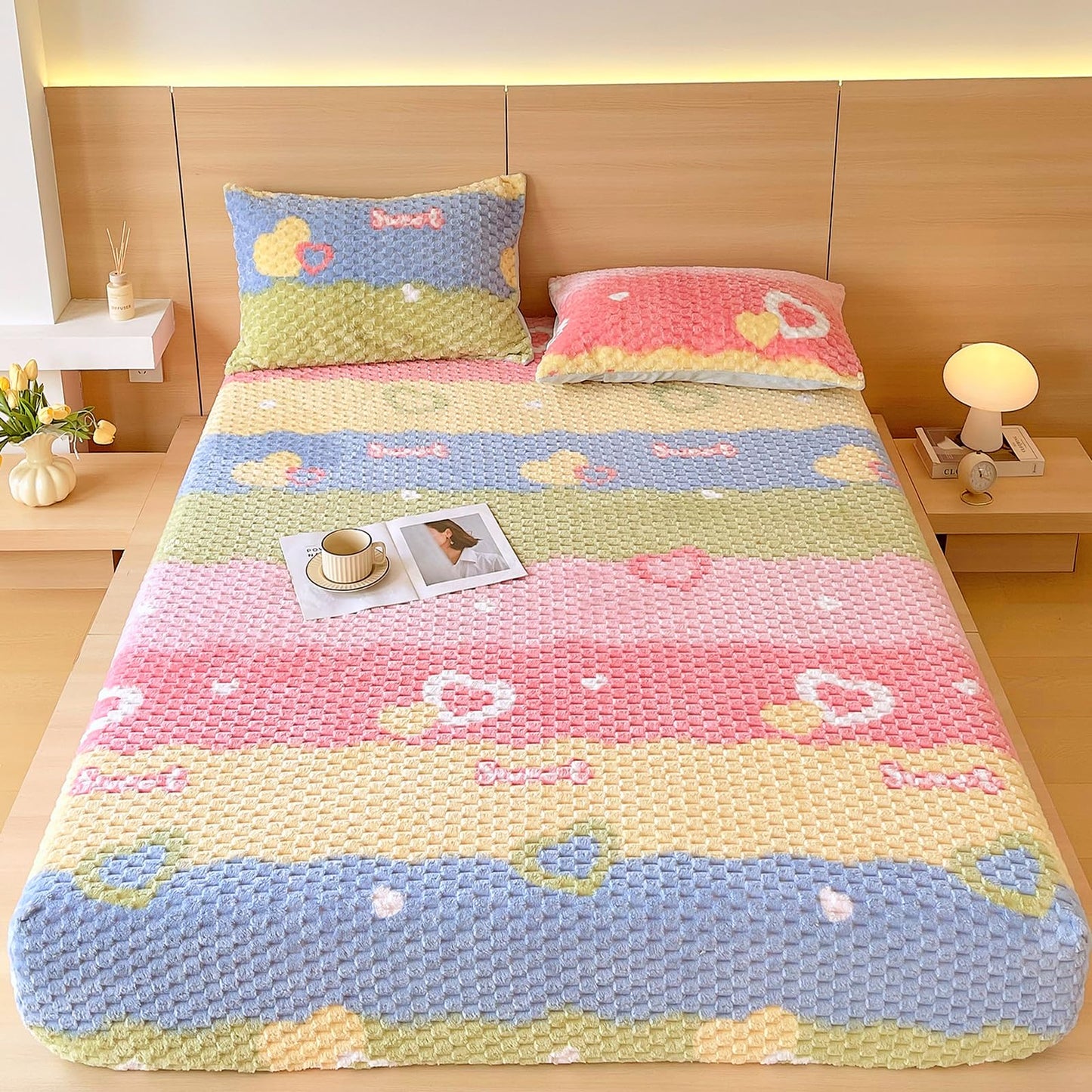 ZIQINPSQ Cozy Fleece Fitted Sheet Full Size - Ultra Soft & Anti-Static Winter Bed Sheet, Deep Pocket 15'' for Mattress, Plush Velvet Bottom Sheet Only, Warm Fuzzy Fleece Bedding