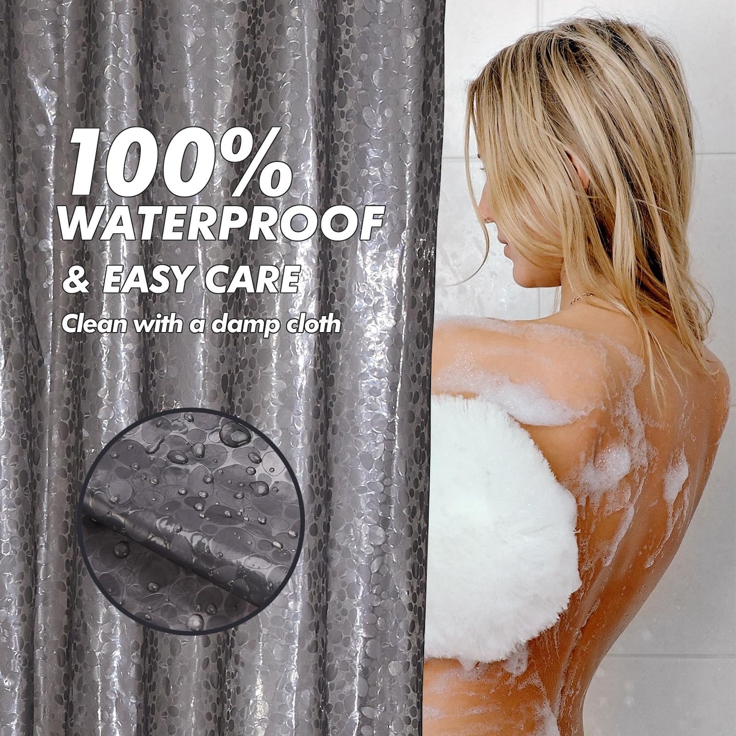 Waterproof Shower Curtain Liner EVA 8G - Rust-Proof Hooks, Heavy-Duty Magnets - Enhance Your Bathroom with Durability and Elegance