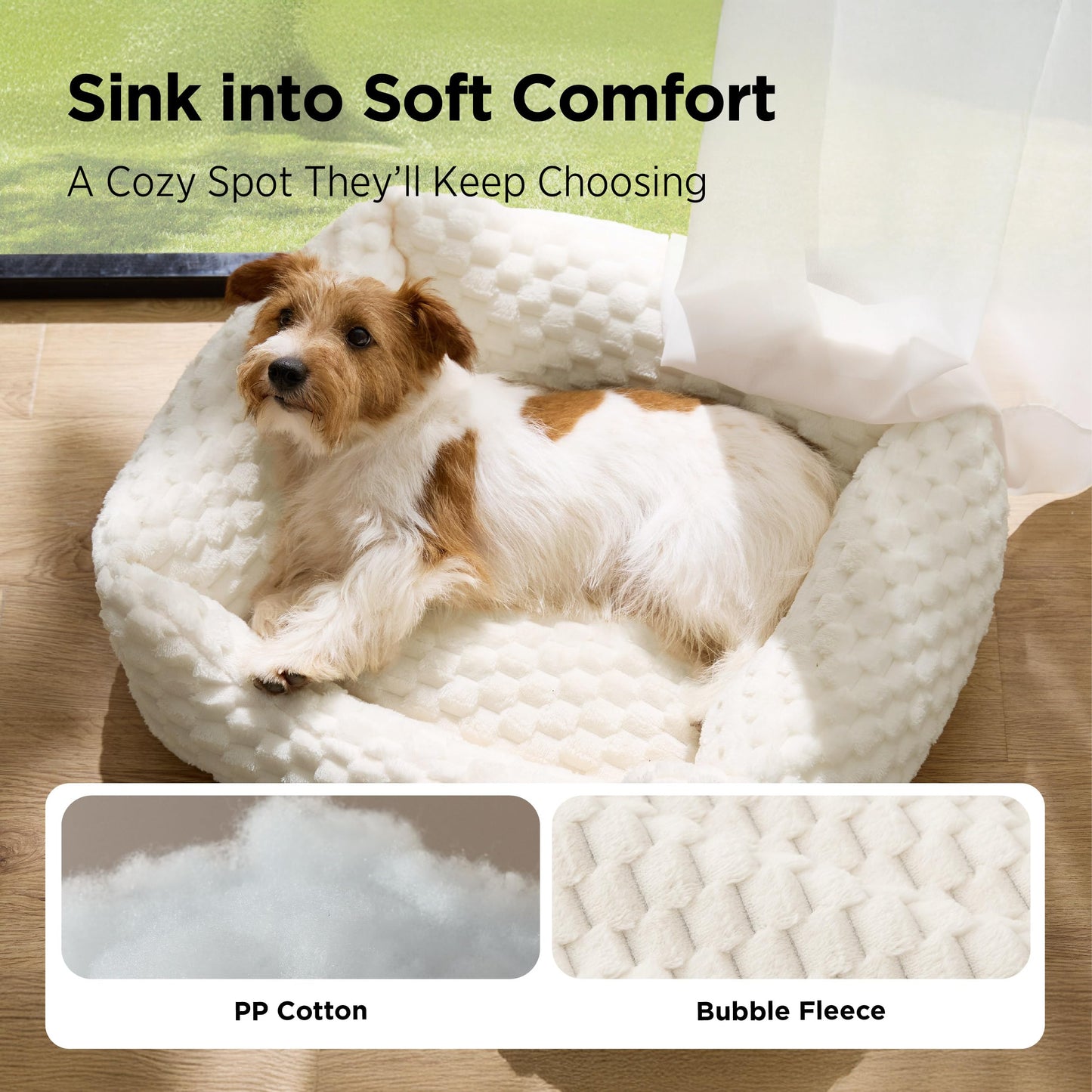 Bedsure Washable Fluffy Cute Dog Bed for Small Medium Dogs, 25 Inch Cream