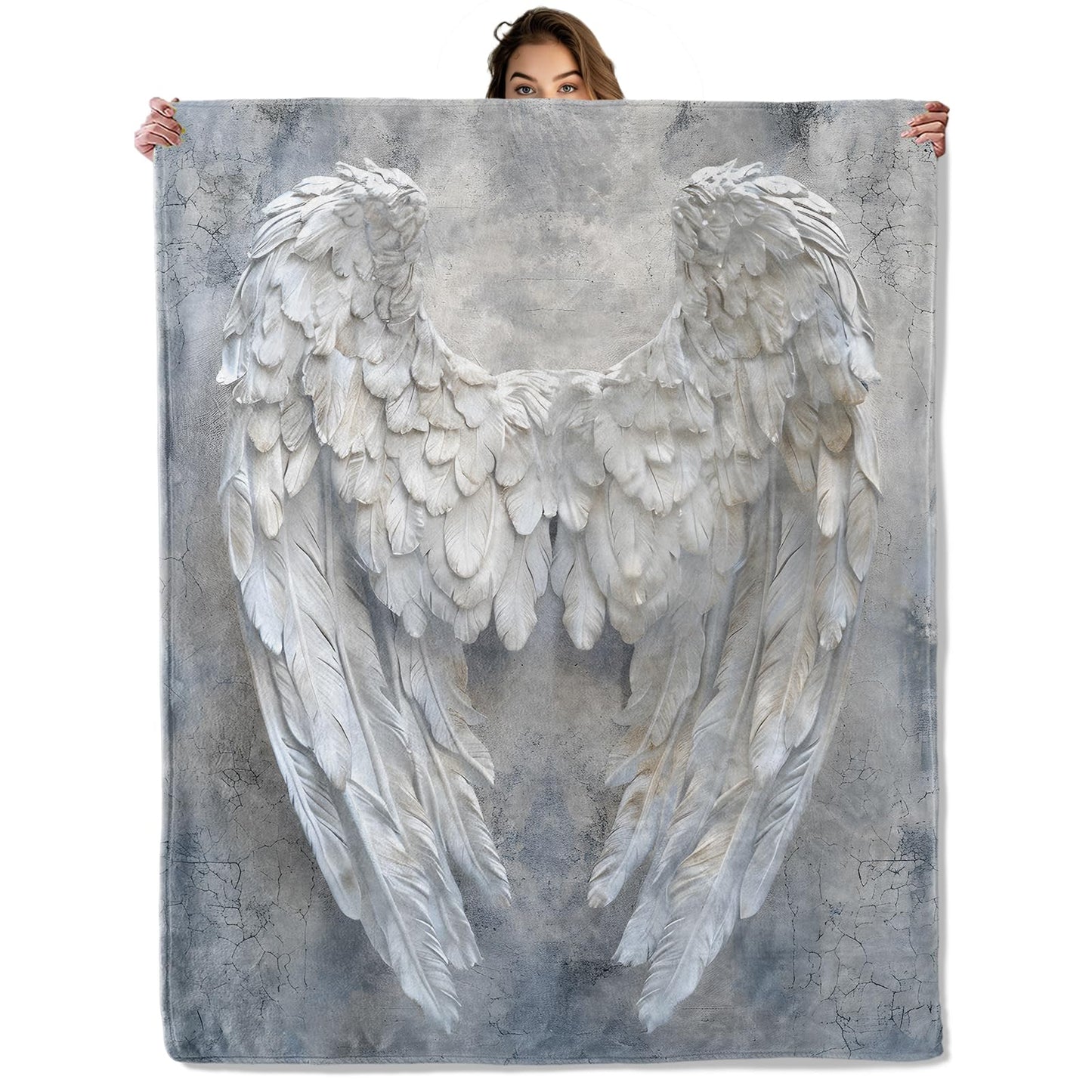 Heavenly Angel Wings Blanket 50x60 in, Flannel Throw Blankets for Travel Camping Sofa Living Room Decor, Lightweight Cozy Soft Fuzzy Gifts for Women Adults Kids