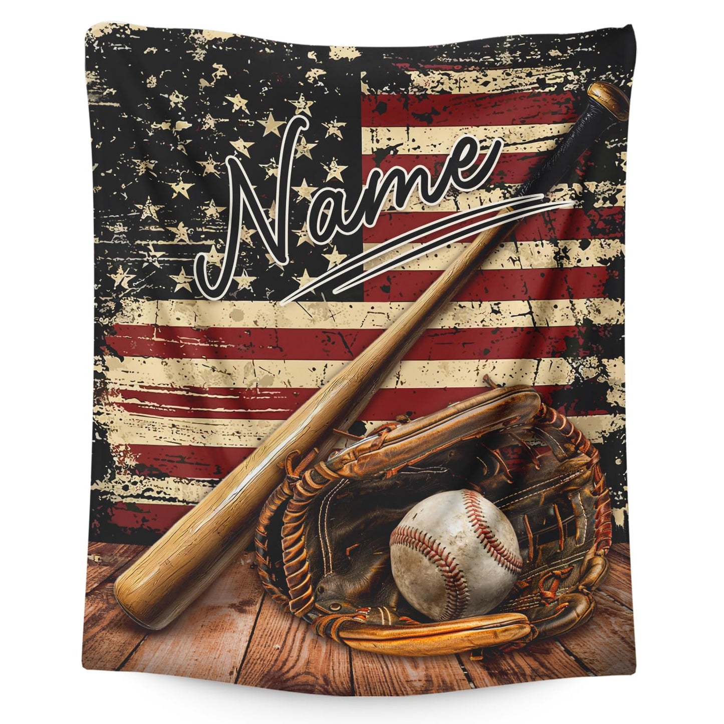 PAKKITOP Baseball Blanket, Personalized Boys Throw Blanket for Baseball Lovers Team Players, Custom Retro 40x50 Inches Blanket Gift for Son Nephew on Chair Sofa Couch Bed Decor