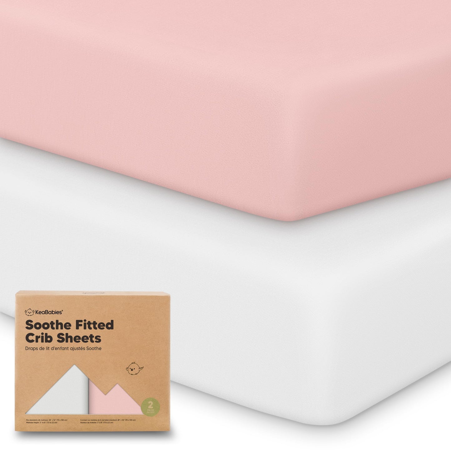 KeaBabies 2-Pack Organic Cotton Crib Sheets for Boys, Girls - 52x28 Fitted Crib Mattress Sheet Neutral, Breathable Cover for Baby Bed Set, Toddler Mattress, Soft & Cute Prints (Rose)