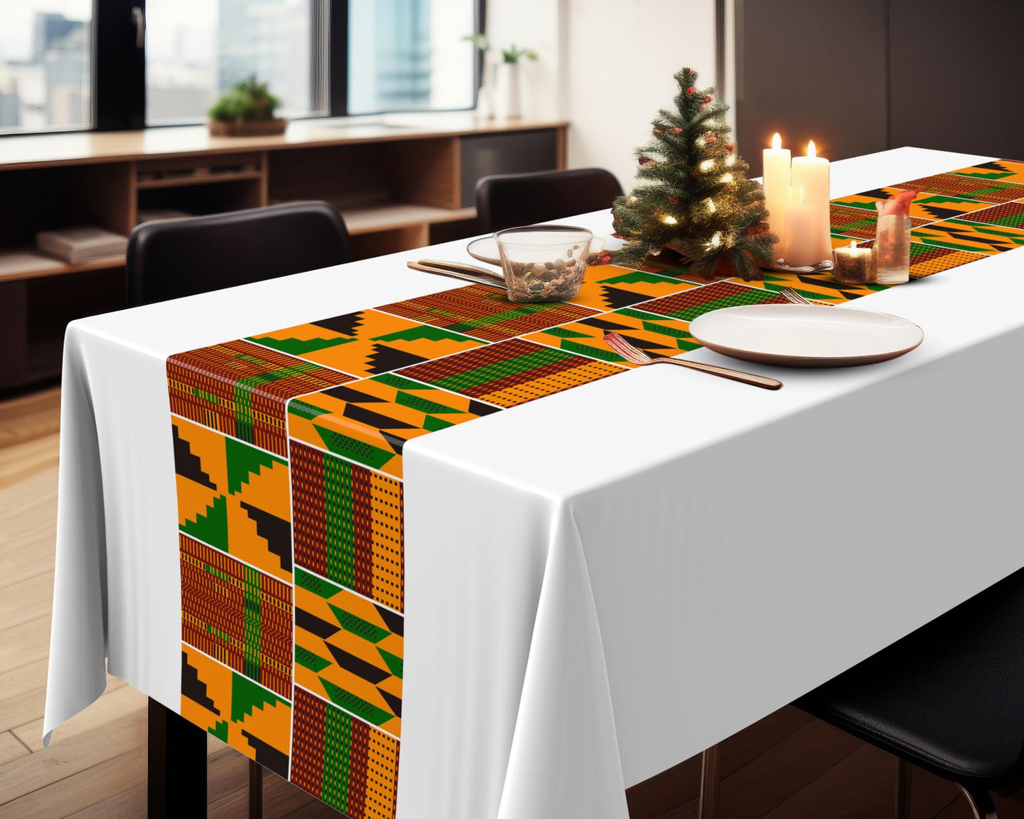 Oudain 6 Pcs 54" x 108" Kente Plastic Tablecloths Black History Month Table Covers Juneteenth Tablecloths Disposable African American Table Decorations for Kwanzaa Home Decor(White,Fresh)