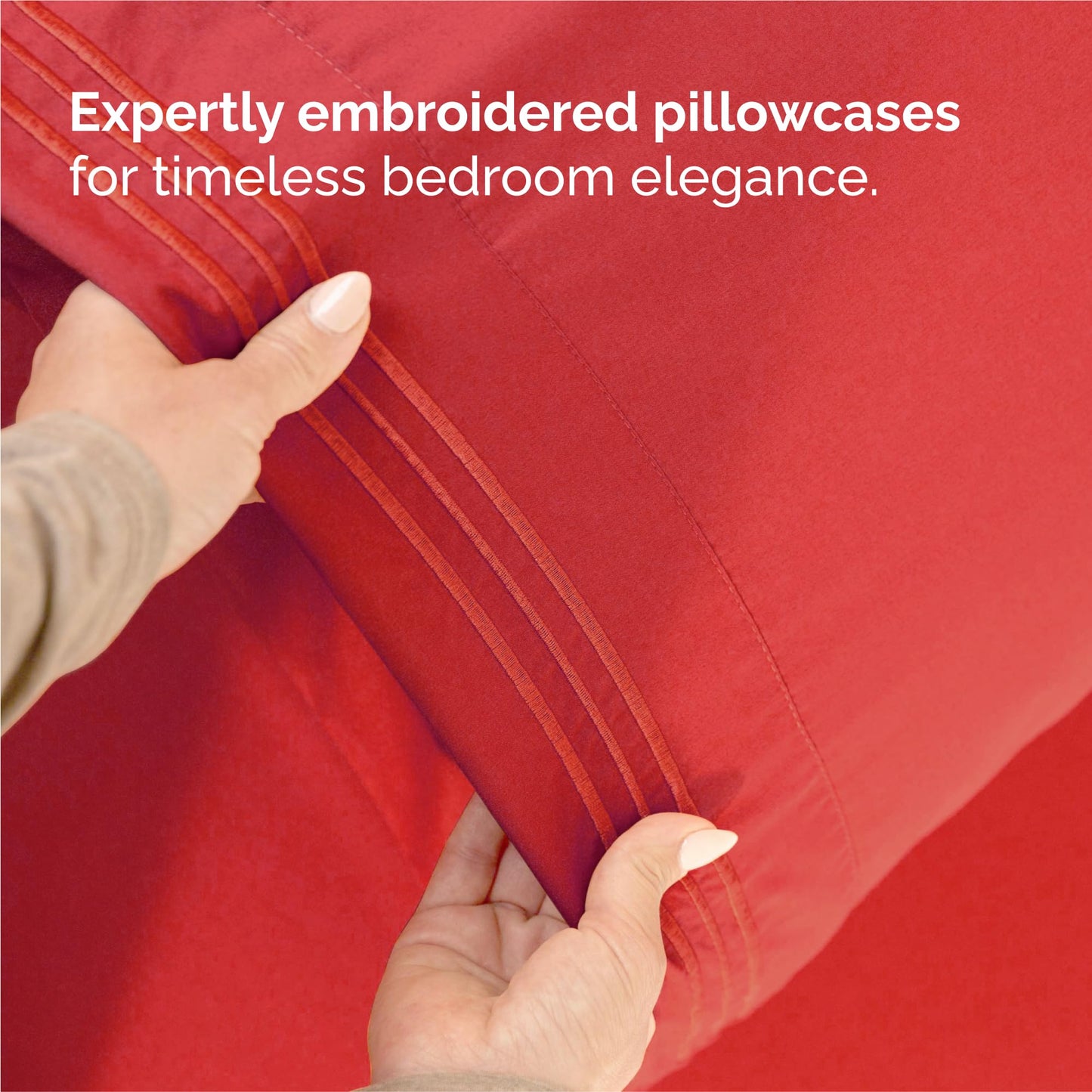 Split King Size 5 Piece Sheet Set - Comfy Breathable & Cooling Sheets - Hotel Luxury Bed Sheets for Women & Men - Deep Pockets, Easy-Fit, Extra Soft & Wrinkle Free Sheets - Red Oeko-Tex Bed Sheet Set