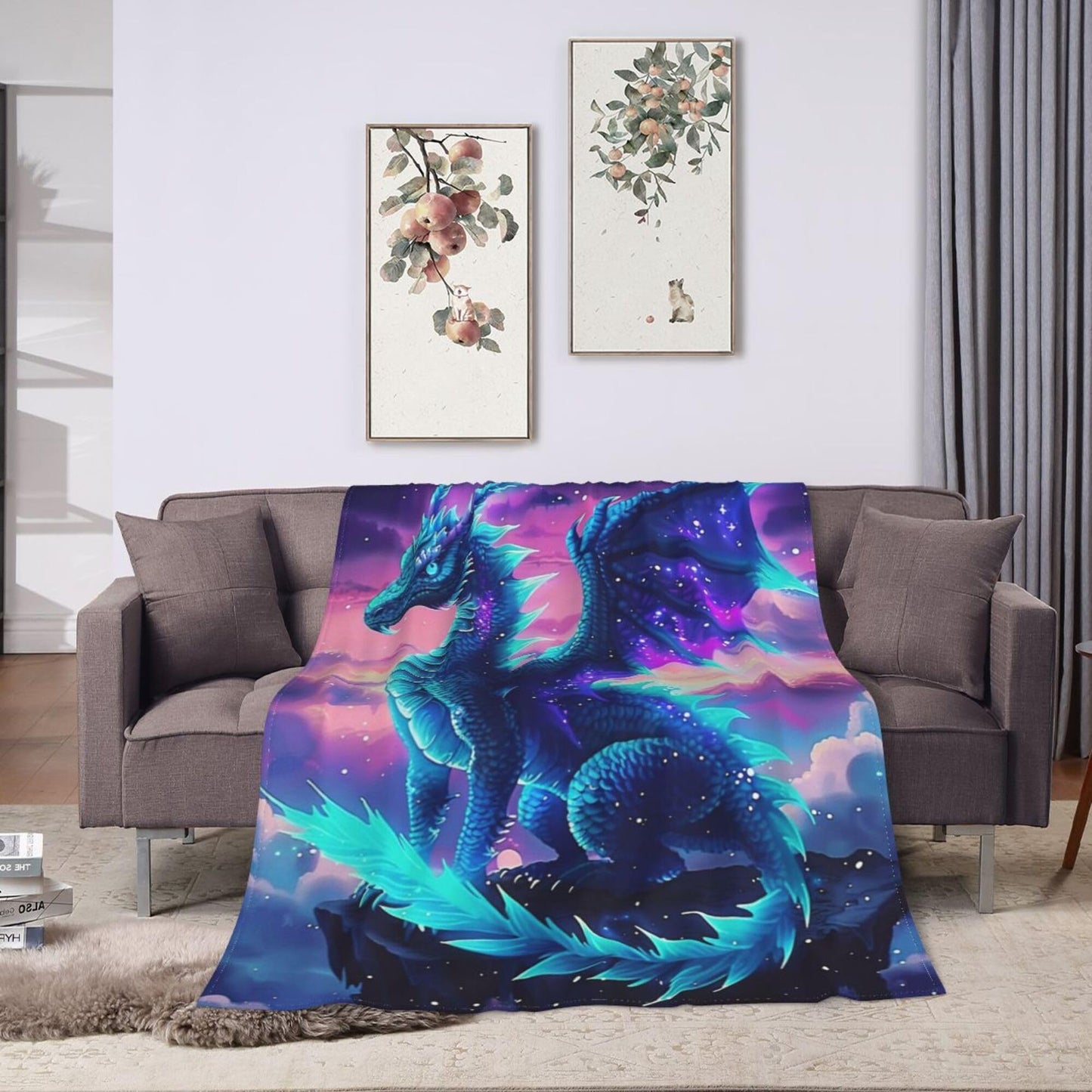 Bule Dragon Blanket Dragon Fleece Throw Blanket Super Soft Fuzzy Plush Cozy Warm Dragons Decor Stuffed Bedding Blankets Gift for Boys Girls Men Women Kids & Adult 50"x40"