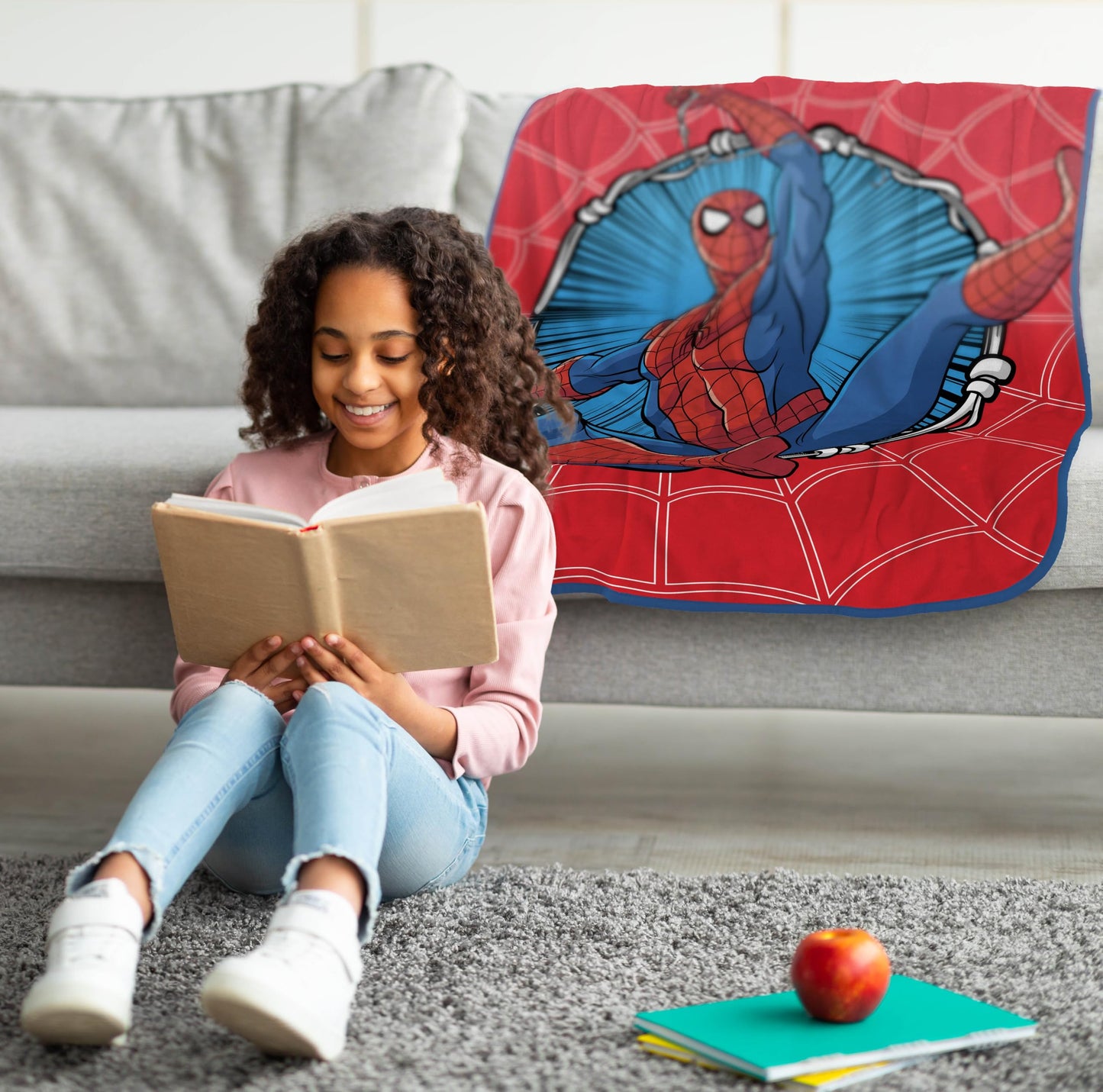 Jay Franco Kids Plush Throw Blanket – Soft & Cozy Fleece Throw for Bedroom & Couch Décor, Official Licensed Product, Red - Spiderman, 46x60 - Throw Blanket