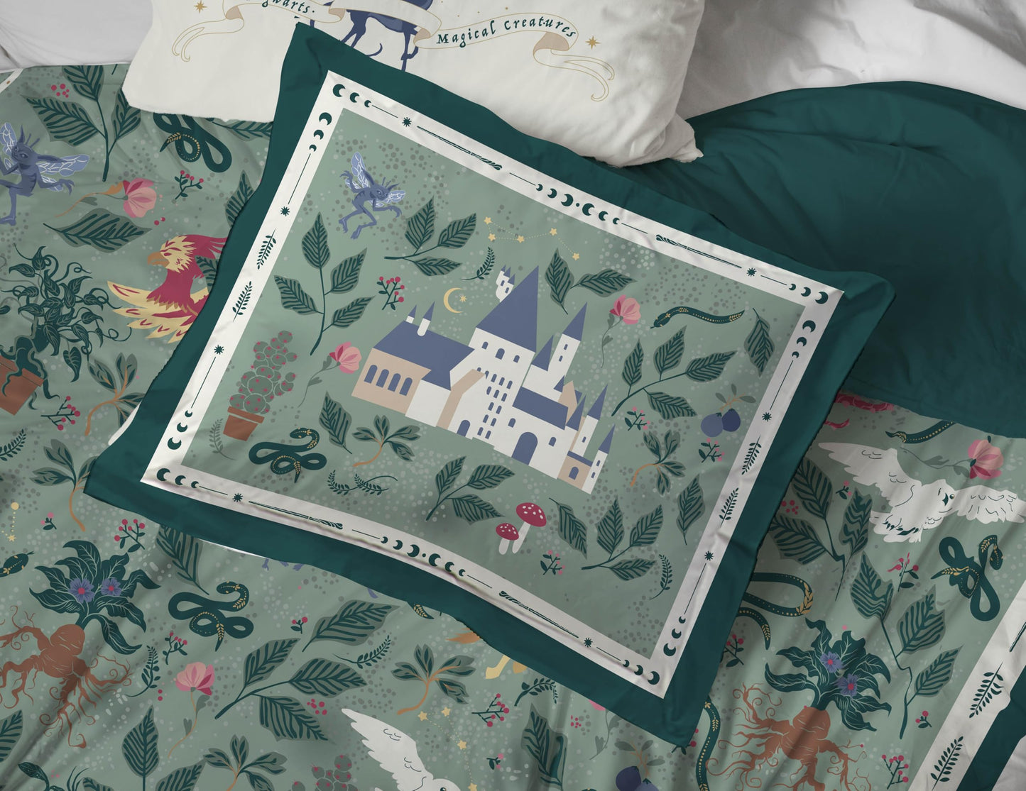 Jay Franco Kids Comforter Set Includes Sheets and Pillow Covers - Soft and Cozy Bed Set for Stylish Room Decor, Official Licensed Product, Green - Harry Potter, 5 Piece Twin