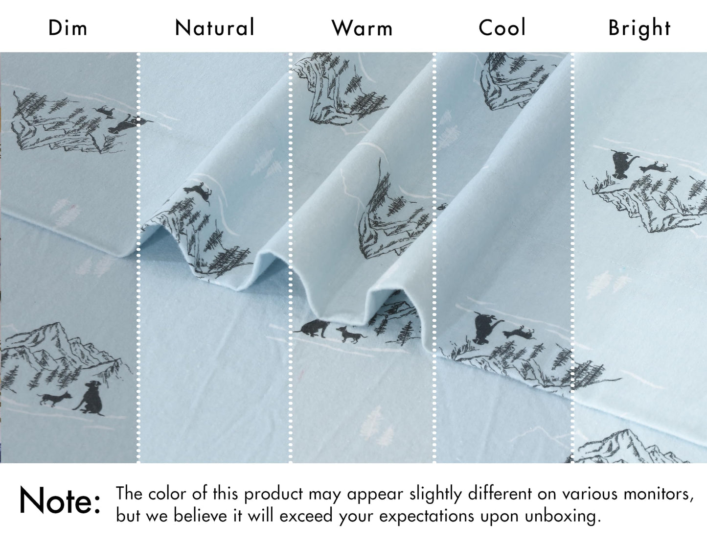 RUVANTI Flannel Sheets Queen Size - 100% Cotton Double Brushed Bed Sheets, Deep Pockets 16 Inches Queen Sheet Set, All Seasons Breathable & Extra Soft - Warm & Cozy, 4 Piece, Soul Dog