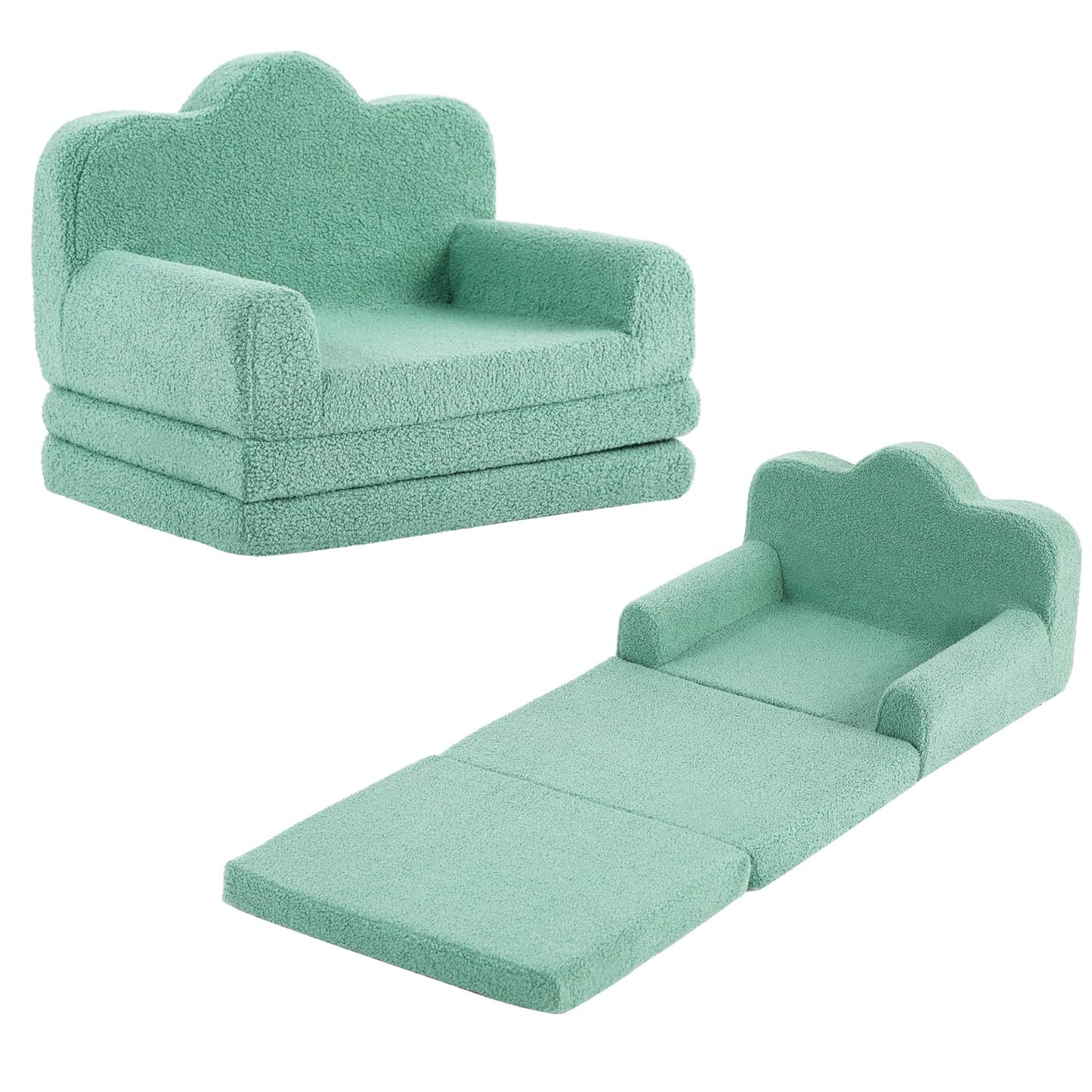 Tiita Kids Sofa, Foldable Nursery Toddler Couch, Childrens Couch with Carry Handle, Portable Toddler Foam Sofa Couch, Lightweight Kids Chair for Playroom, Dorm Room, Small Space, Green