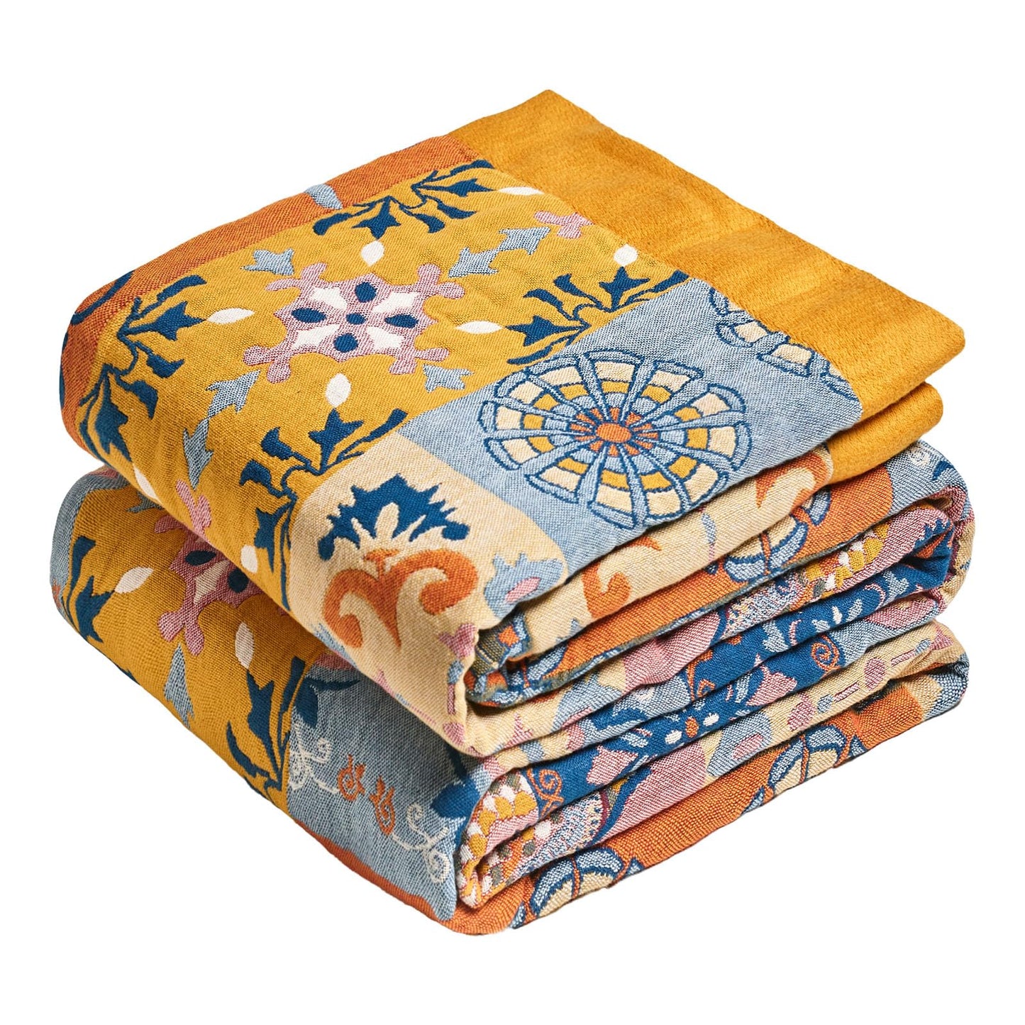 MSGKV Boho Throw Blanket for Bed 60"x80" 100% Cotton Couch Blanket Summer Breathable Lightweight Twin Size Blankets Home Decor Muslin All Seasons