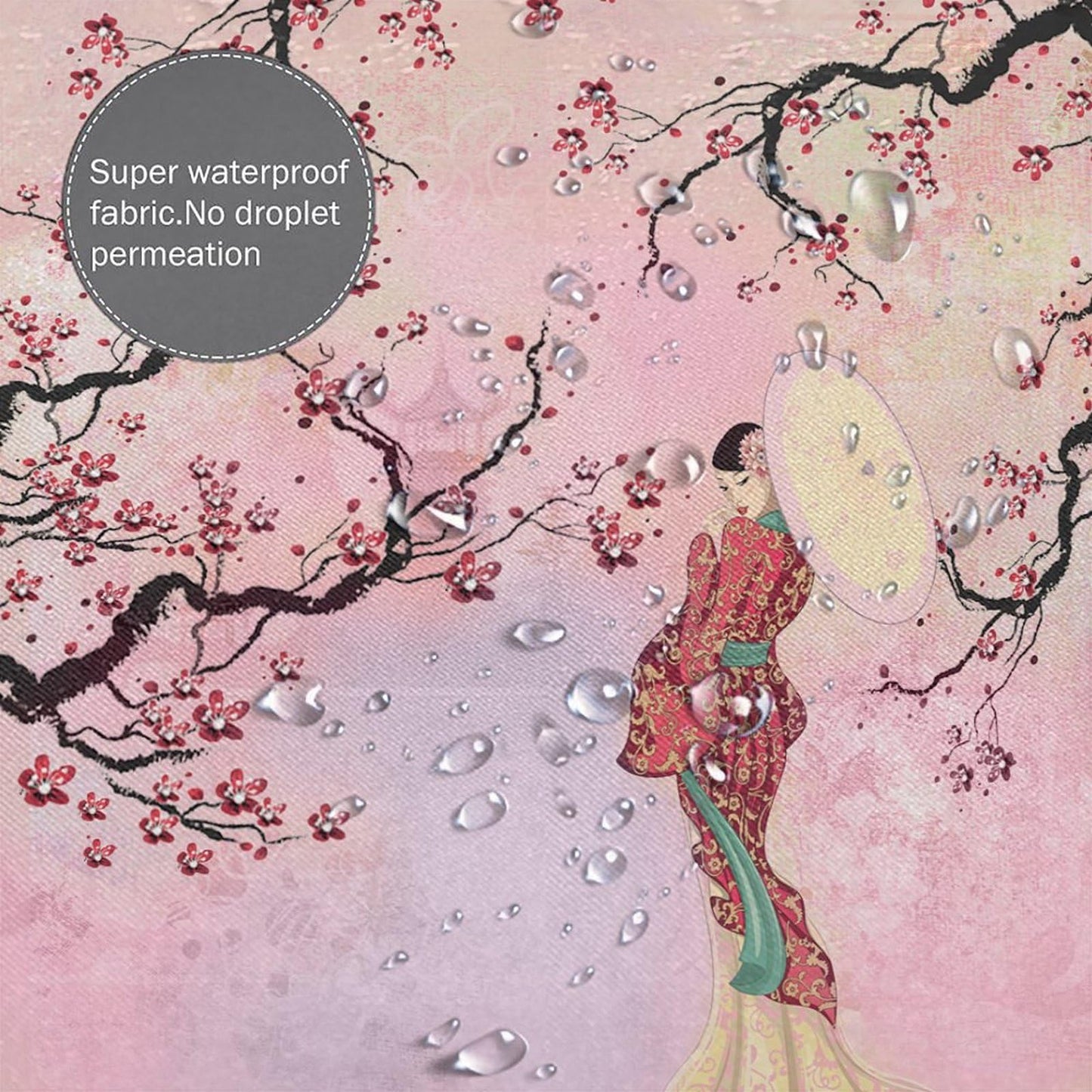 DDCBNS Japanese Geisha Shower Curtains,Asian Style Red Plum Blossom Ink Painting Shower Curtain for Bathroom Decor Asia Oriental Theme Fabric Waterproof Upholstery Hook 66x72inch