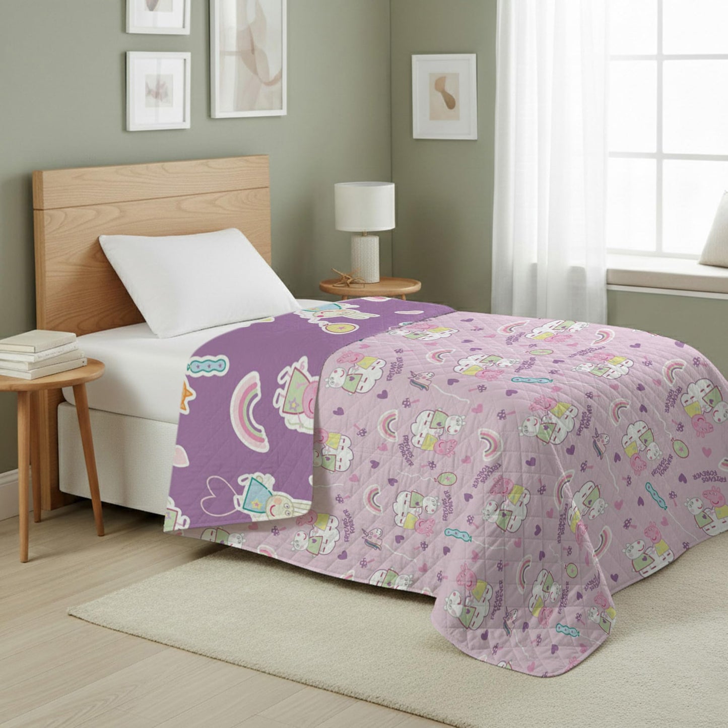 Peppa Pig Fairgrounds Quilted Throw Blanket – Soft Blanket for Kids Featuring Peppa Pig, Lightweight Bedding for Bed, Couch, or Sleepovers, 60 x 80 Inches