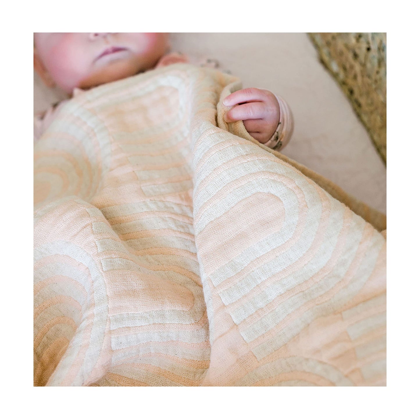 Crane Baby Blanket, Soft Cotton Jacquard Nursery and Stroller Blanket for Boys and Girls, Rainbow, 30” x 40”