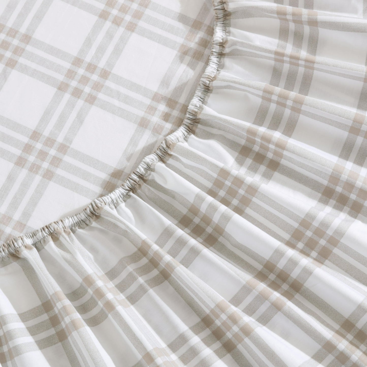 Eddie Bauer - Twin Sheet Set, Cotton Percale Bedding Set, Super Soft and Bedding Set, Oeko-Tex Certified (Basic Plaid Beige, Twin)