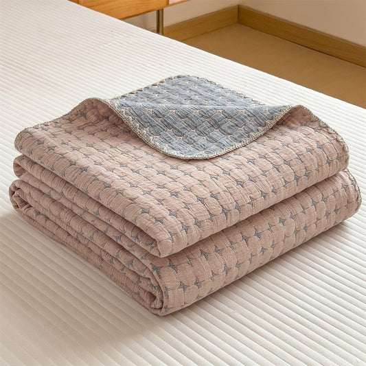 Vintage Stars Quilt Twin Size, Soft Cotton Muslin Lightweight Reversible Coverlet, Breathable Farmhouse Bedding for Bed Sofa Couch All Season (Star Grey, Twin 60 x 80 in)
