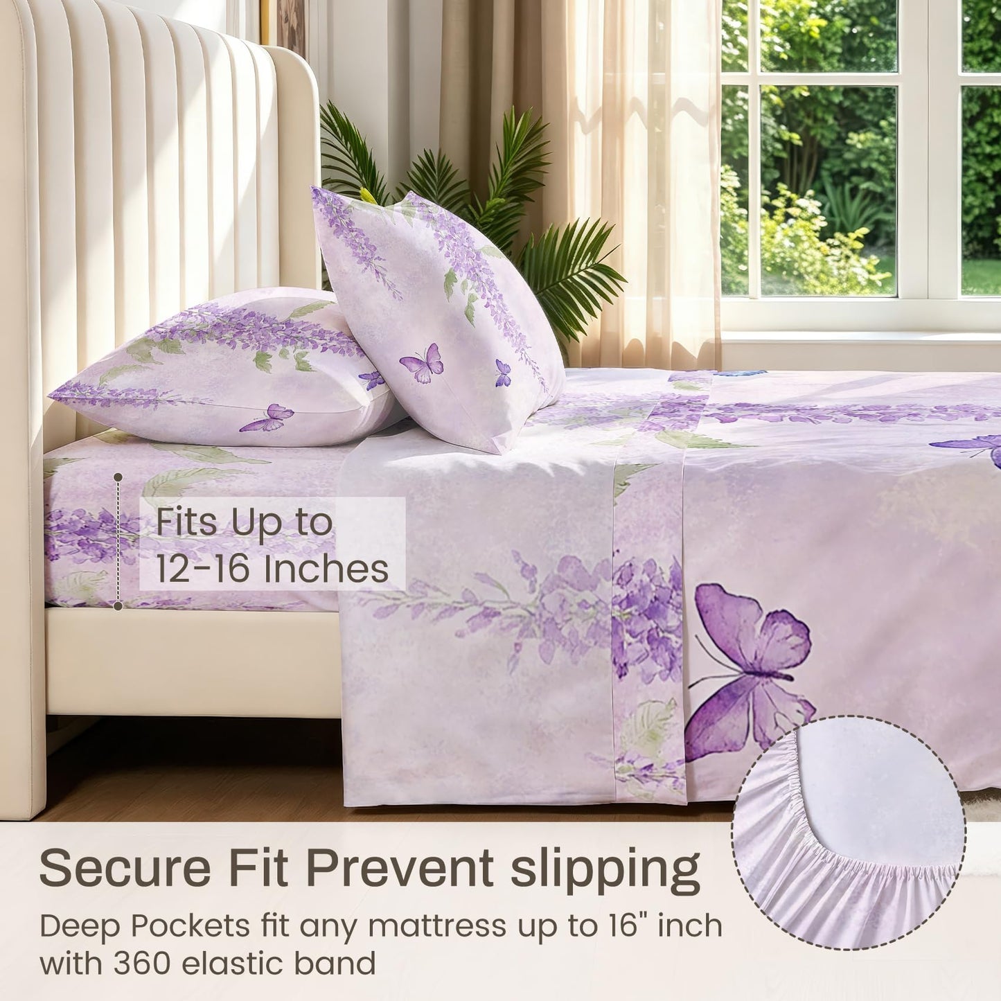 Butterfly Full Sheet Set Wisteria Flat Fitted Sheet Sets