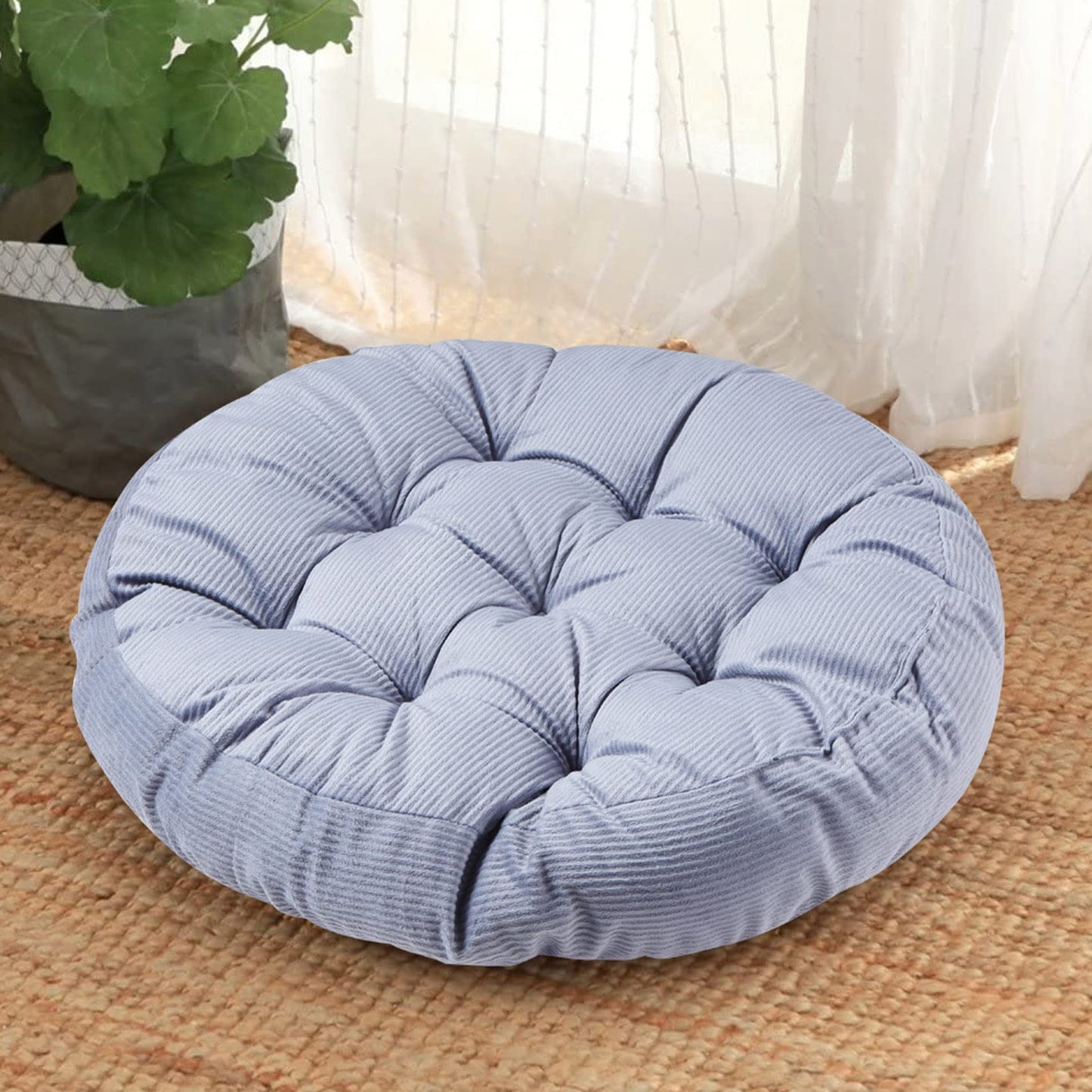 Big Hippo 22" Large Floor Pillow Cushion - Soft Corduroy Seating for Adults, High Rebound Meditation Support to Relieve Pressure on Hard Floors, Yoga & Reading Nook (Gray)