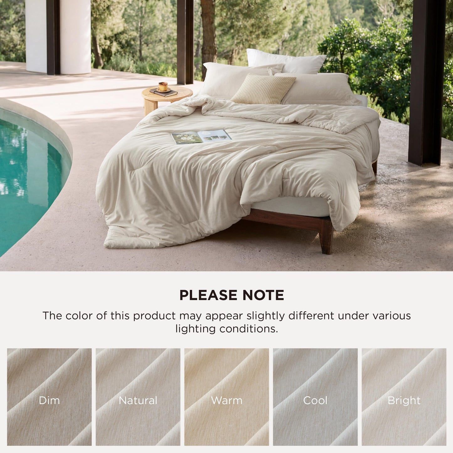 Bedsure Queen Comforter Set - Beige Soft Bedding for All Seasons, Cationic Dyed Bed Set, 3 Pieces, 1 Queen Size Comforter (90"x90") and 2 Pillow Shams (20"x26"+2")