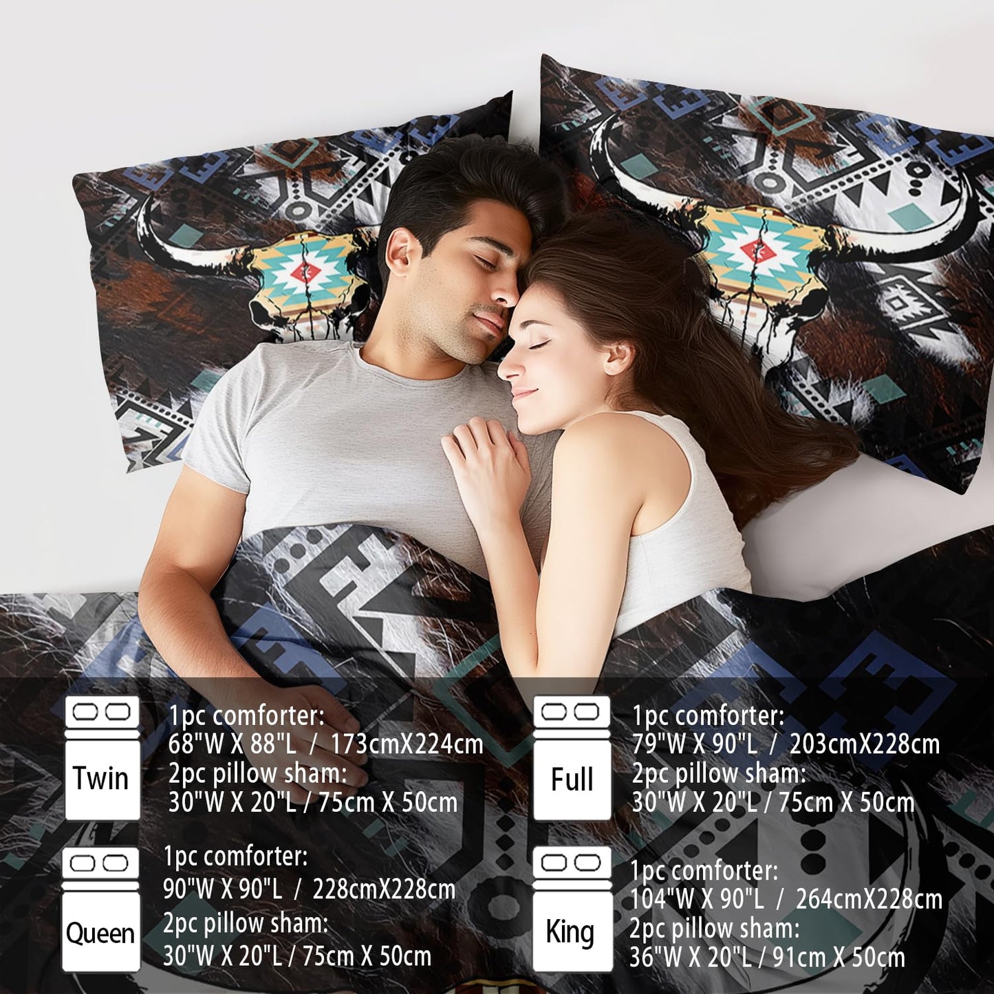 llyxsesty Western Comforter Set Queen,Shabby Chic Bedding Sets Queen,Boho Comforter Farmhouse Bedroom Decor,Cow Skull Western Quilt Cowboy Party Decorations,Cowboy Farmhouse Quilt for Boy
