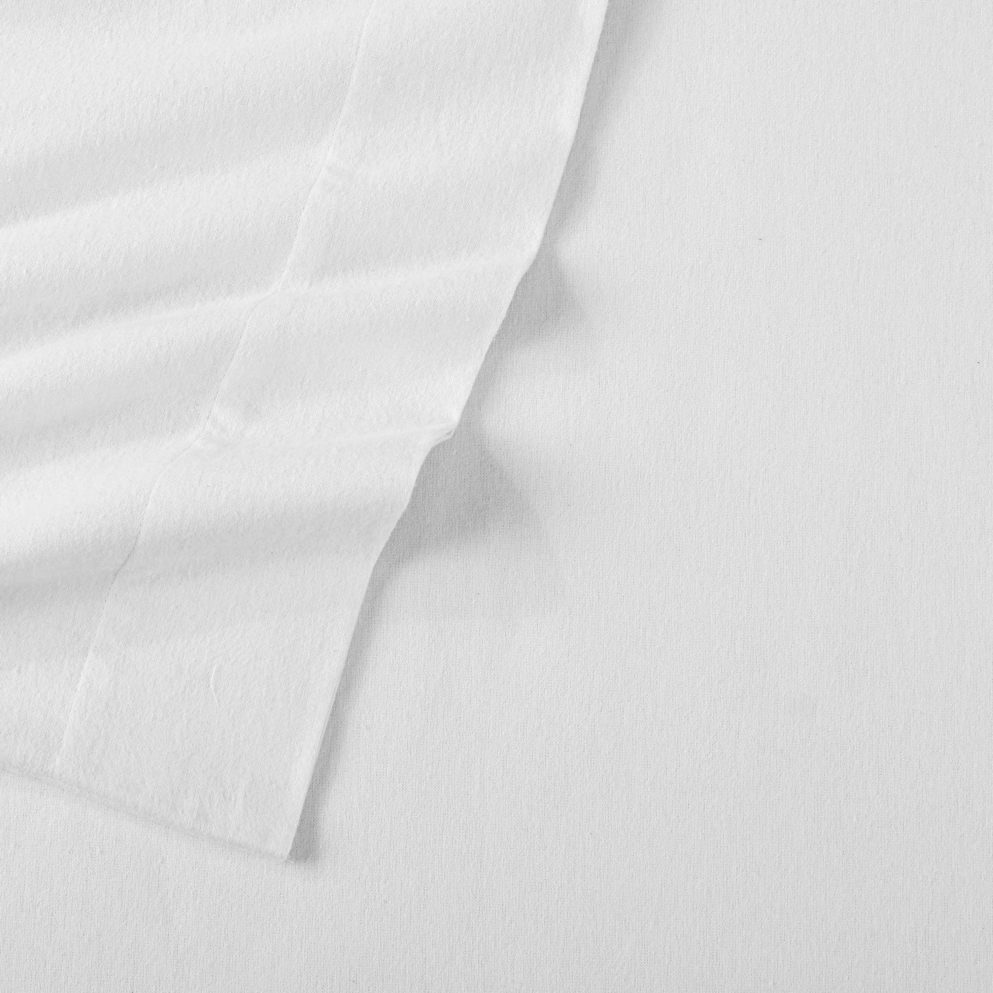 Market & Place 100% Cotton Queen Flannel Sheet Set | 4 Piece Deep Pocket Solid Cozy Winter Bed Sheets | Double Brushed for Extra Softness & Comfort | Chalet Collection (Queen, White)