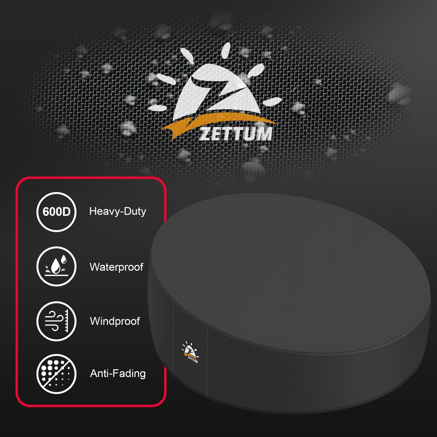 Zettum Outdoor Daybed Cover 88 Inch - 600D Patio Round Sofa Cover Heavy Duty & Waterproof, All Weather Protection Outdoor Furniture Covers for Canopy Daybed Sofa, 88" Dia x 35"/18" H